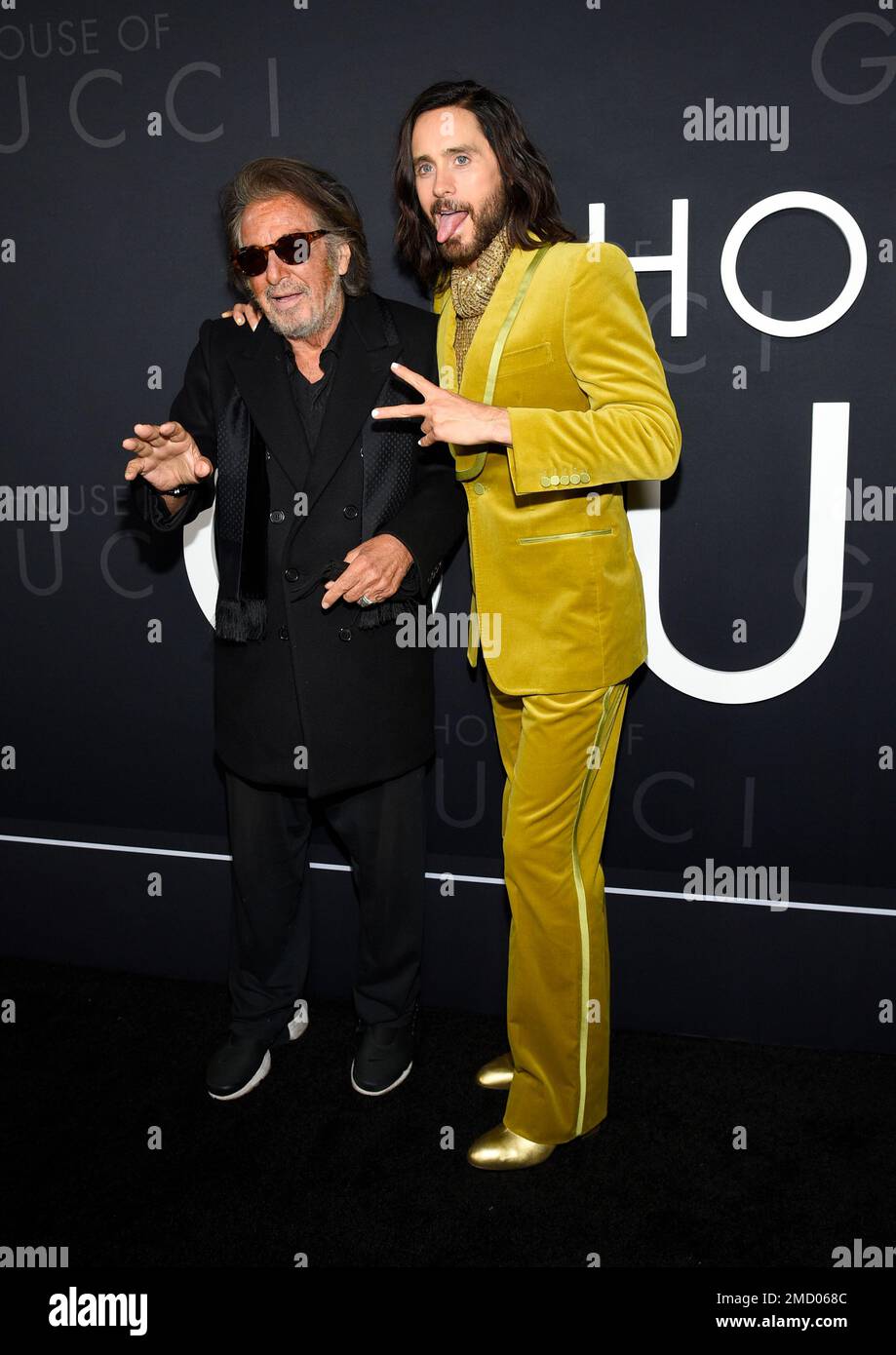 Jared Leto, left, and Al Pacino attend the premiere of "House of Gucci