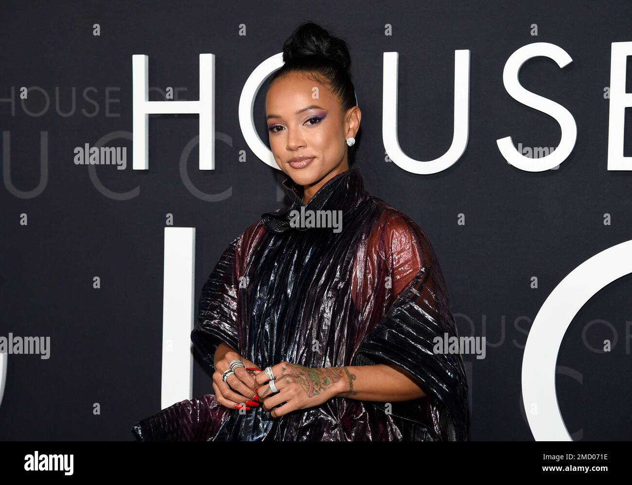 Karrueche Tran attends the premiere of "House of Gucci" at Rose Theater