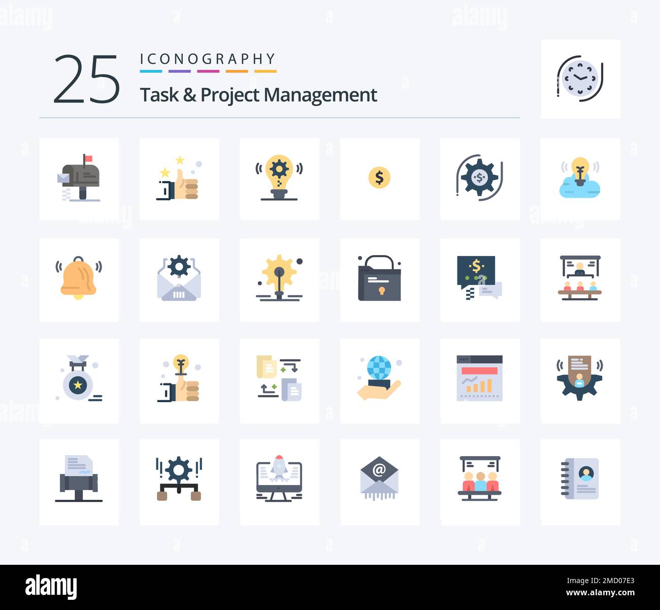 Task And Project Management 25 Flat Color icon pack including money ...