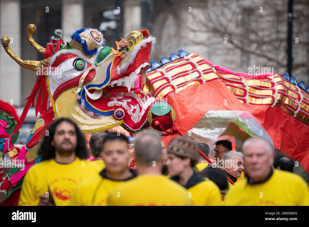 Manchester, UK. 22nd Jan 2023. Chinese New year (the year of the rabbit ) in Manchester. Parade 22 January 2023  went from Manchester Central to China town in Manchester centre. Picture: garyroberts/worldwidefeatures.com Credit: GaryRobertsphotography/Alamy Live News Stock Photo