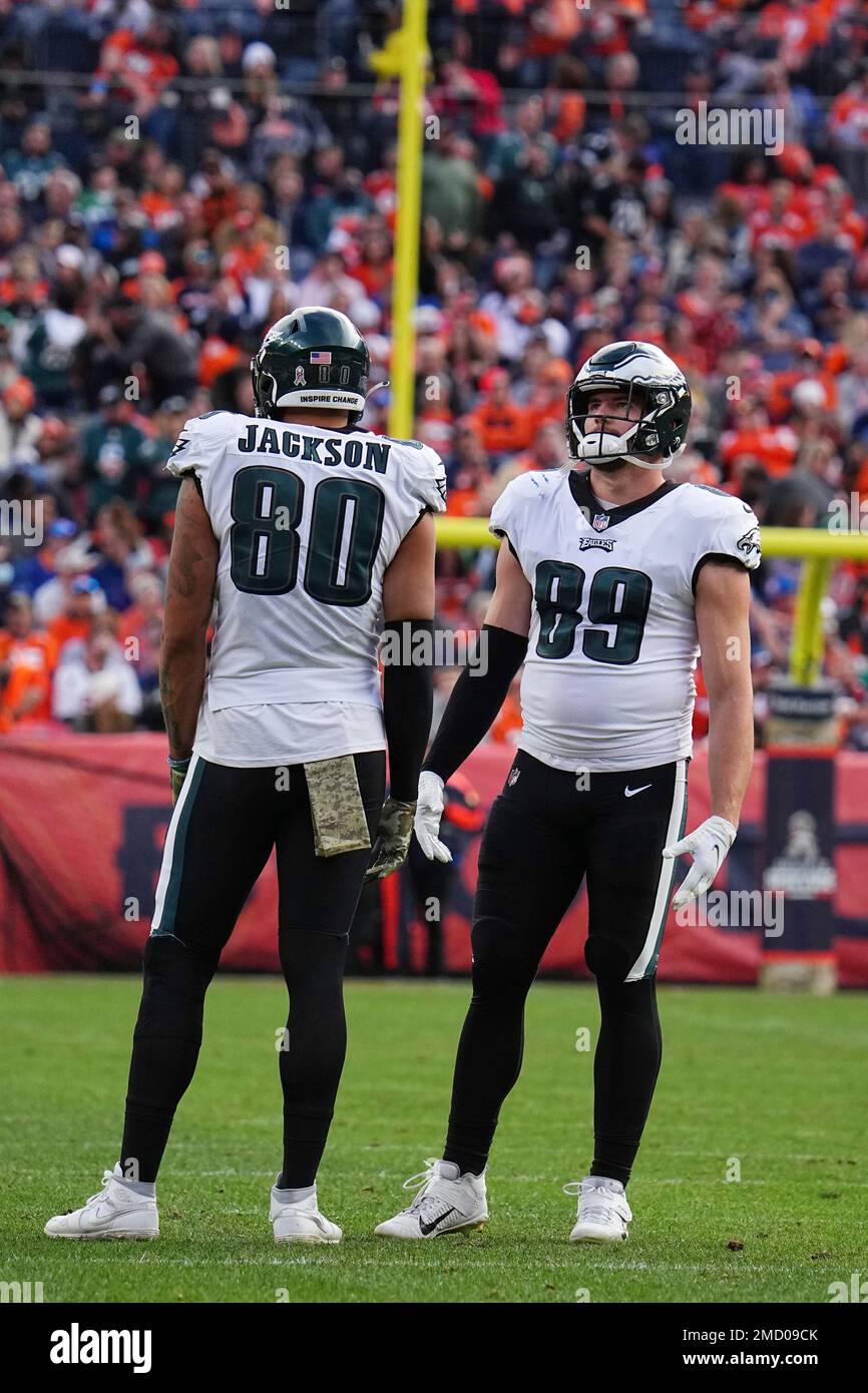 Philadelphia Eagles tight end Tyree Jackson (80) runs against the New York  Giants during an NFL football game Sunday, Dec. 11, 2022, in East  Rutherford, N.J. (AP Photo/Adam Hunger Stock Photo - Alamy