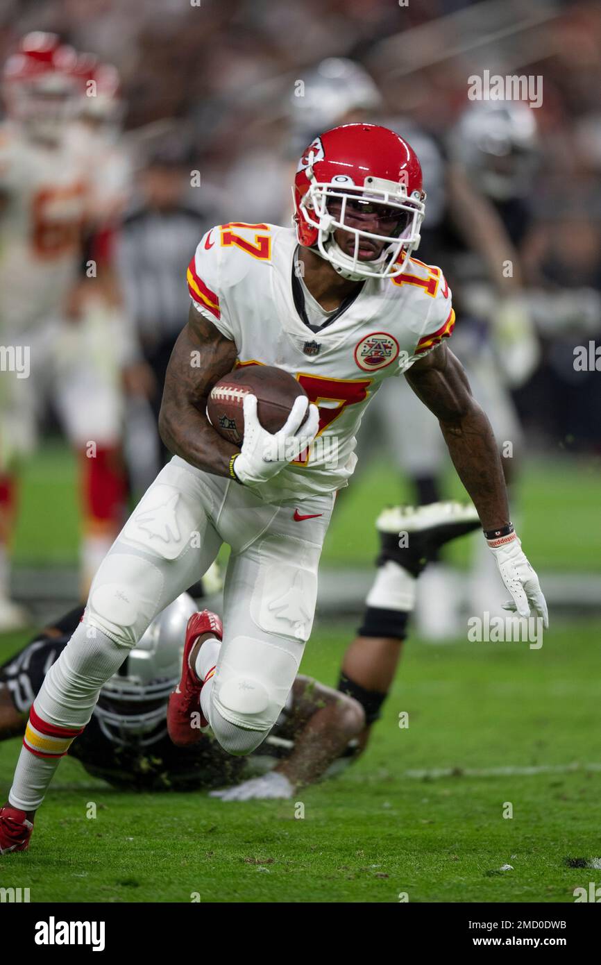 Kansas City Chiefs wide receiver Mecole Hardman (17) while playing the