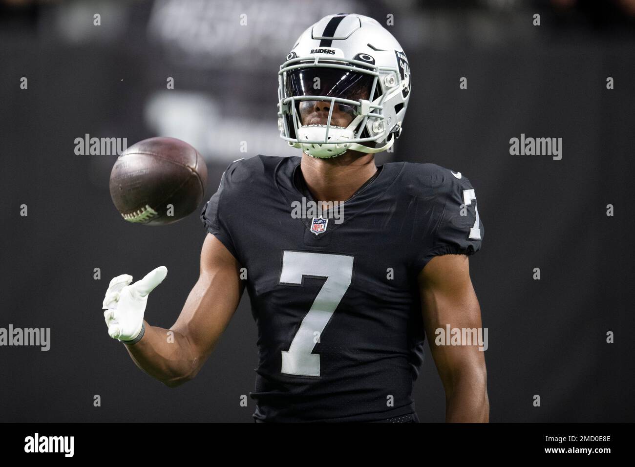 Las Vegas Raiders wide receiver Zay Jones (7) before playing the Kansas ...