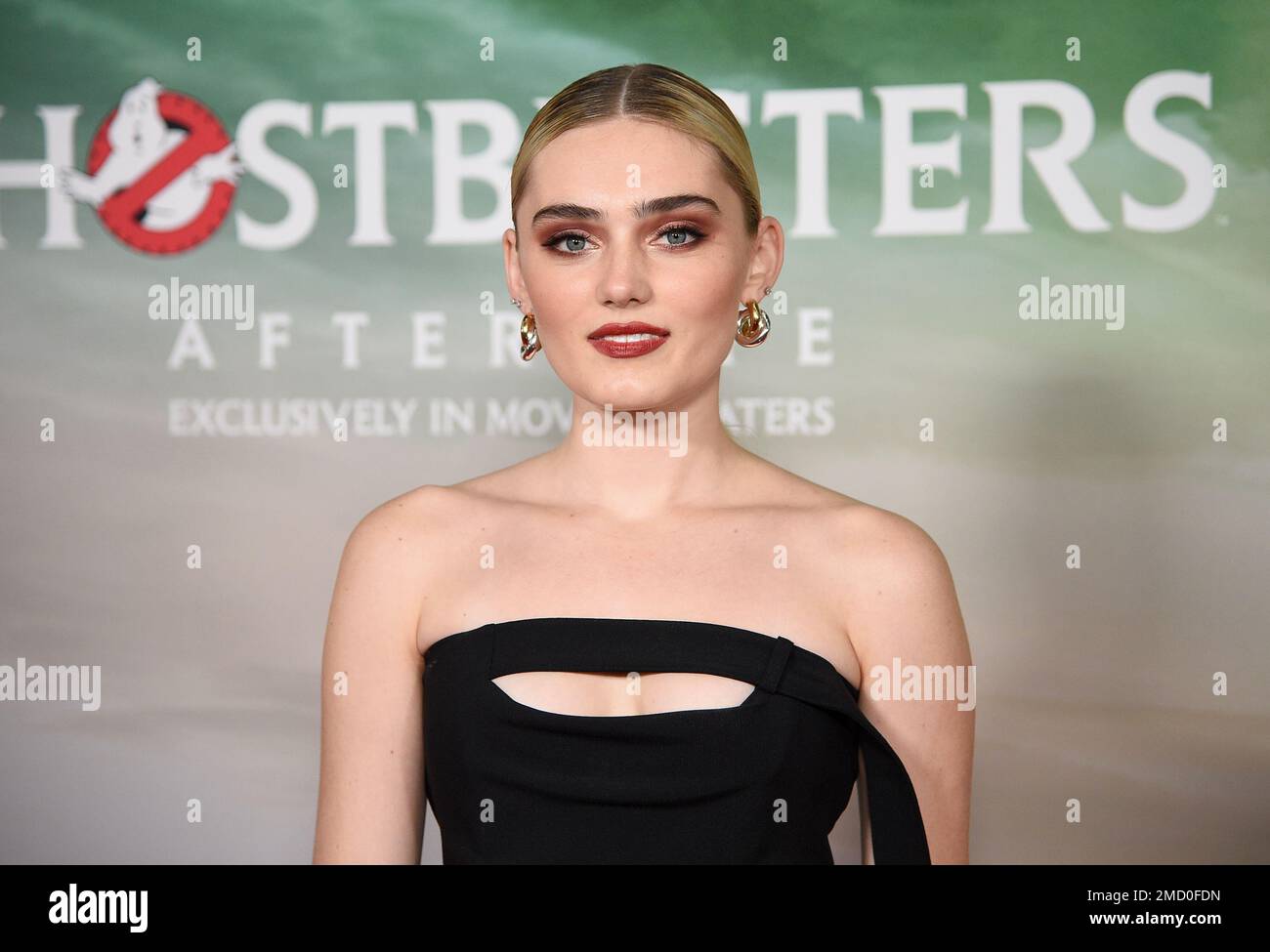 Meg Donnelly attends the premiere of "Ghostbusters: Afterlife" at AMC