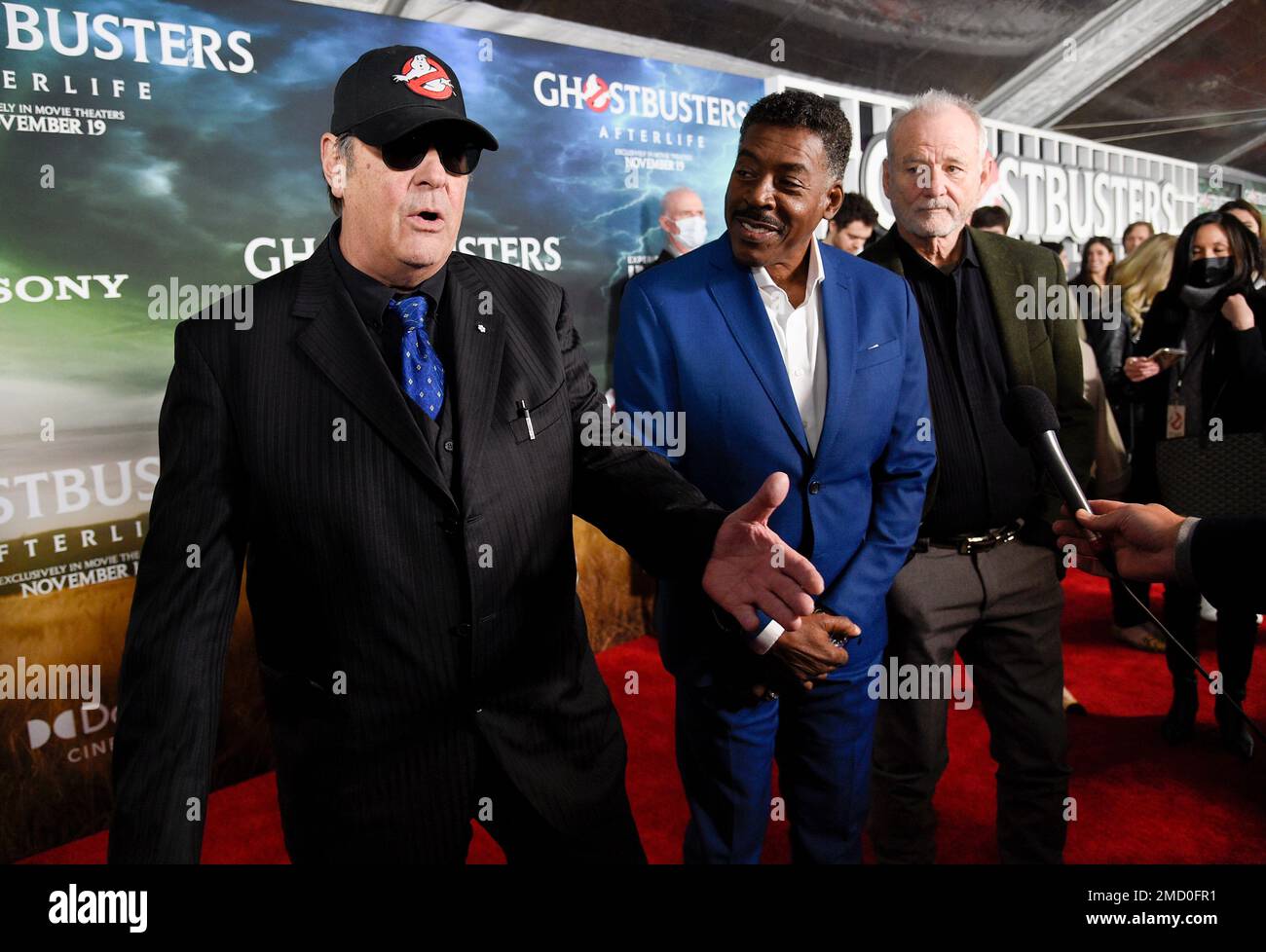 Dan Aykroyd, left, Ernie Hudson and Bill Murray attend the premiere of