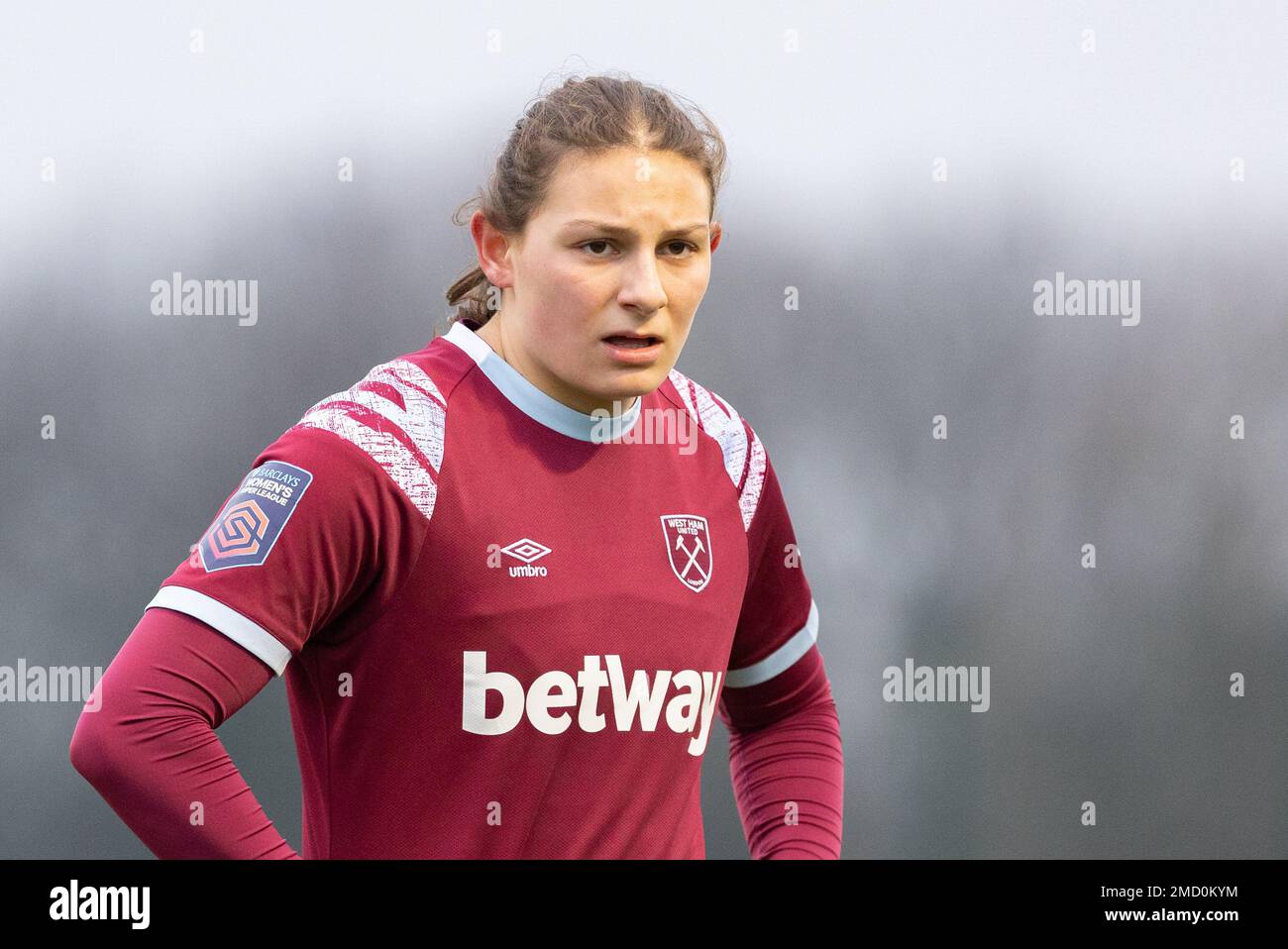 Liverpool, UK. 22nd Jan 2023. Mel Filis of West Ham Women during the The Fa Women's Super League match between Everton Women and West Ham Women at Walton Hall Park, Liverpool, United Kingdom, 22nd January 2023  (Photo by Phil Bryan/Alamy Live News) Stock Photo