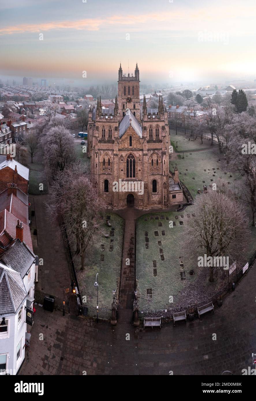 An aerial view of the North Yorkshire market town of Selby with the