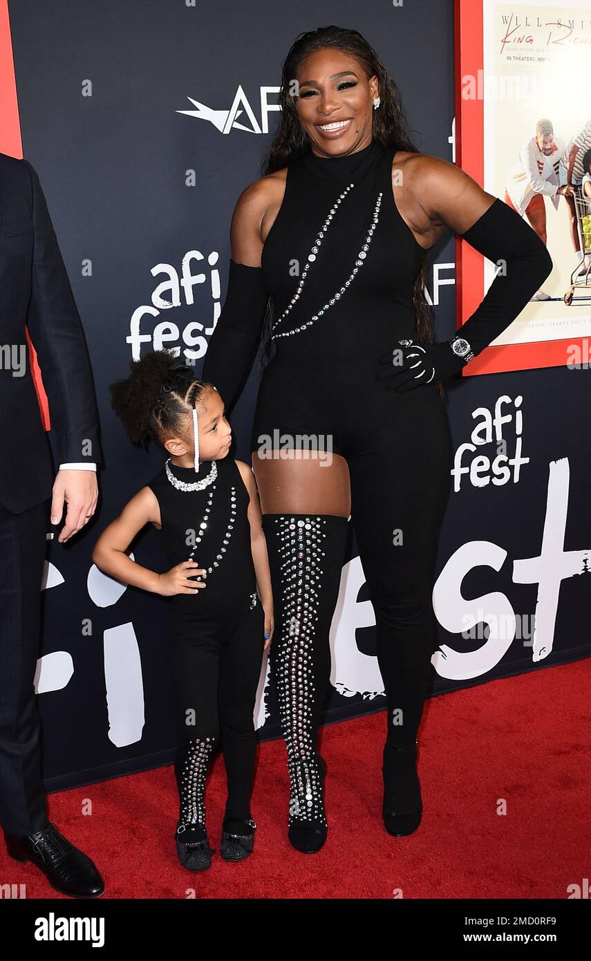 Olympia Ohanian Jr, and Serena Williams arrives at the premiere of