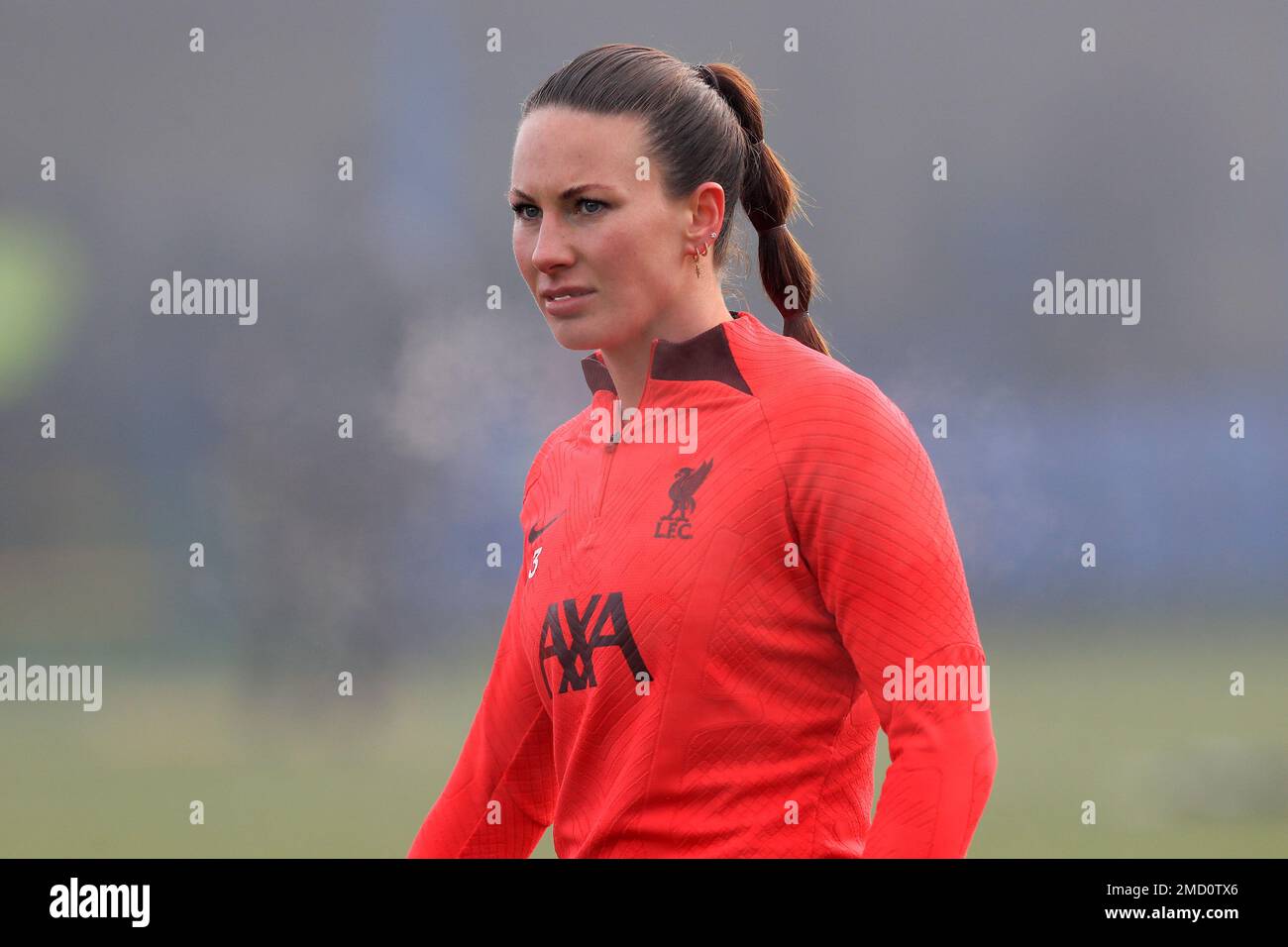 Kingston, UK. 22nd Jan, 2023. Leighanne Robe of Liverpool Women warms up prior to kick off