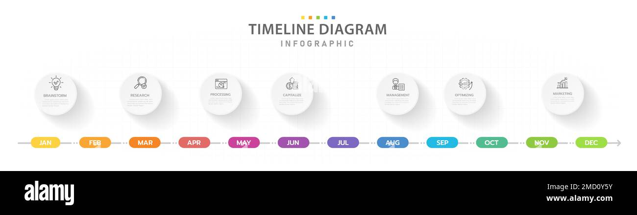 circular or pin timeline infographic template or... Infographic template for business. 12 Months modern Timeline diagram ...