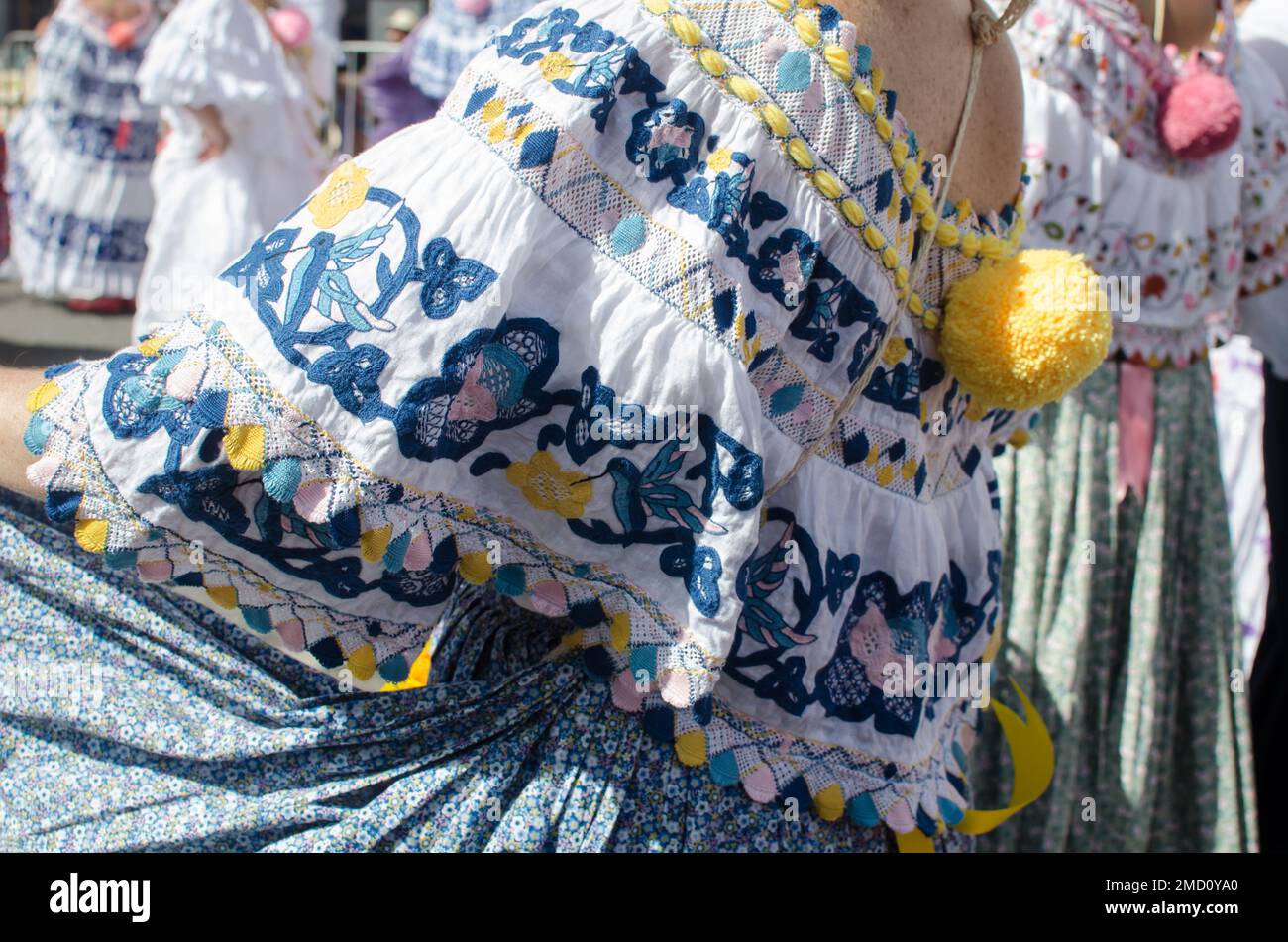 Close-up to Panamanian traditional costume Stock Photo