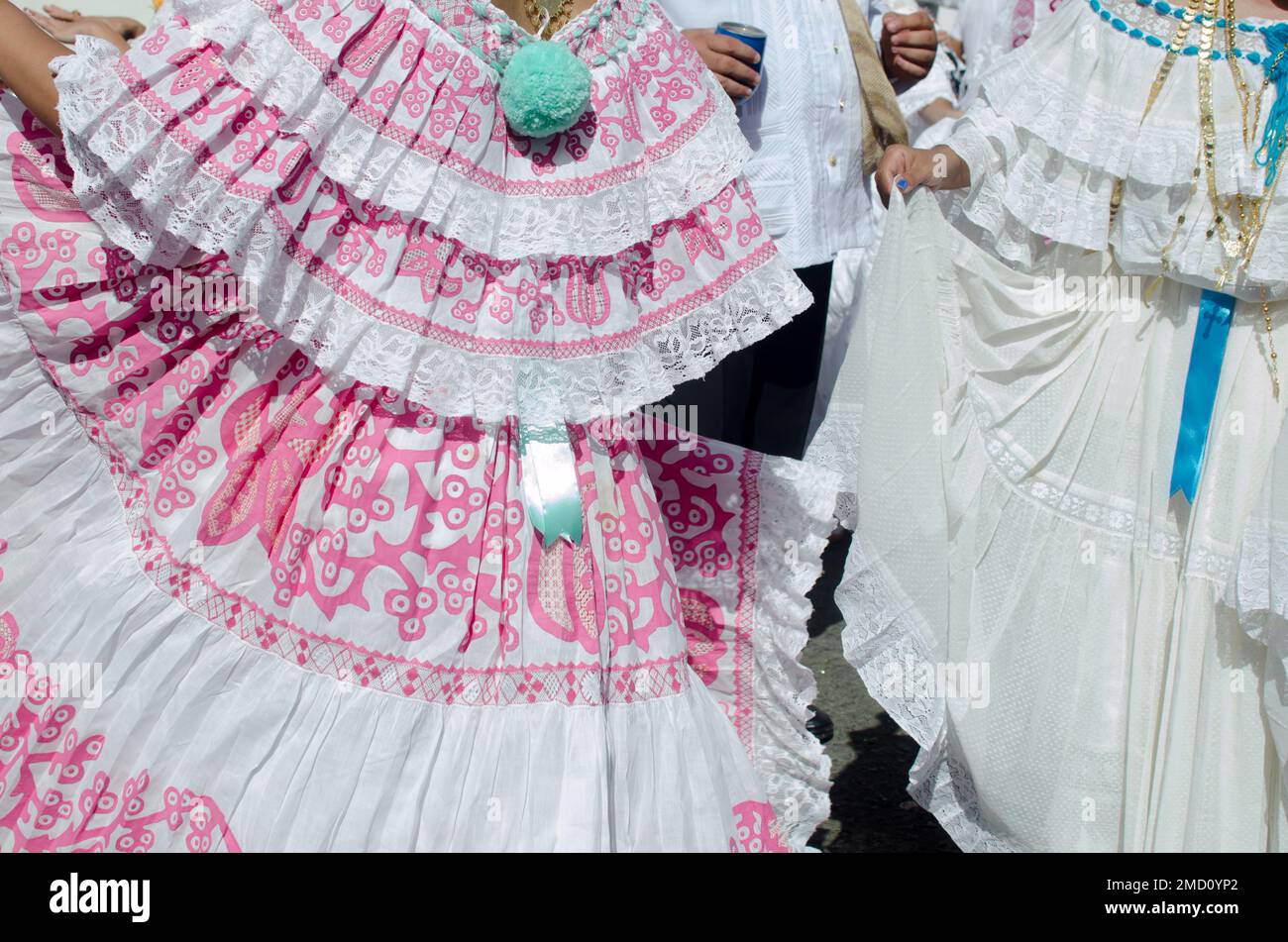 Close-up to Panamanian traditional costume Stock Photo