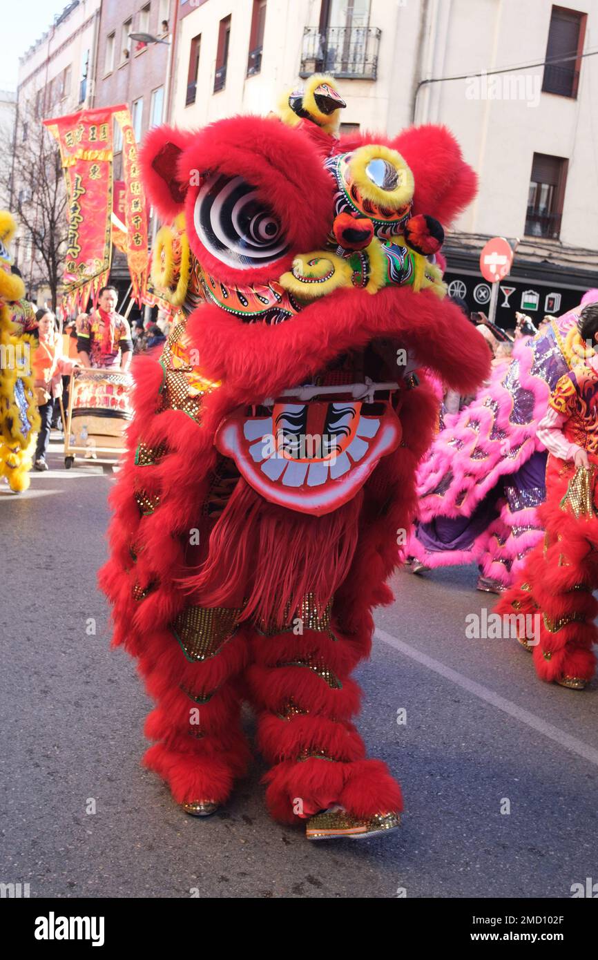 Several people wear a dragon costume of Chinese origin during the