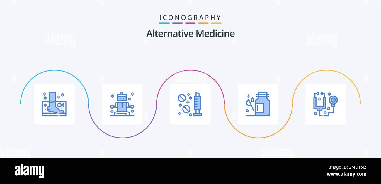 Alternative Medicine Blue 5 Icon Pack Including doctor. medical. drug
