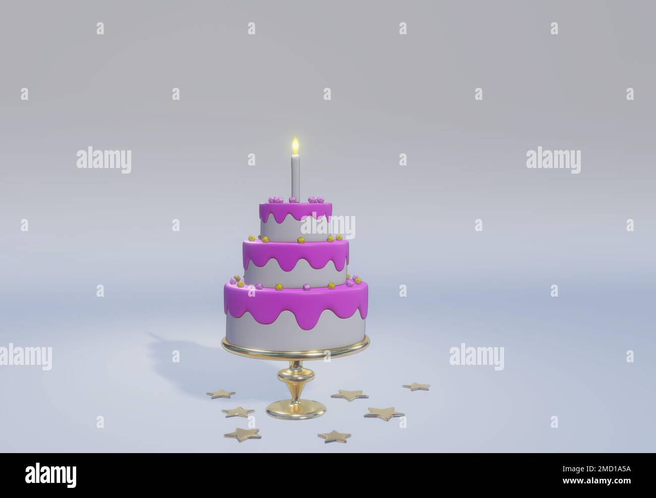 Holiday cake with a candle greeting card 3d illustration Stock Photo - Alamy Holiday cake with a candle greeting card 3d illustration Stock Photo - Alamy