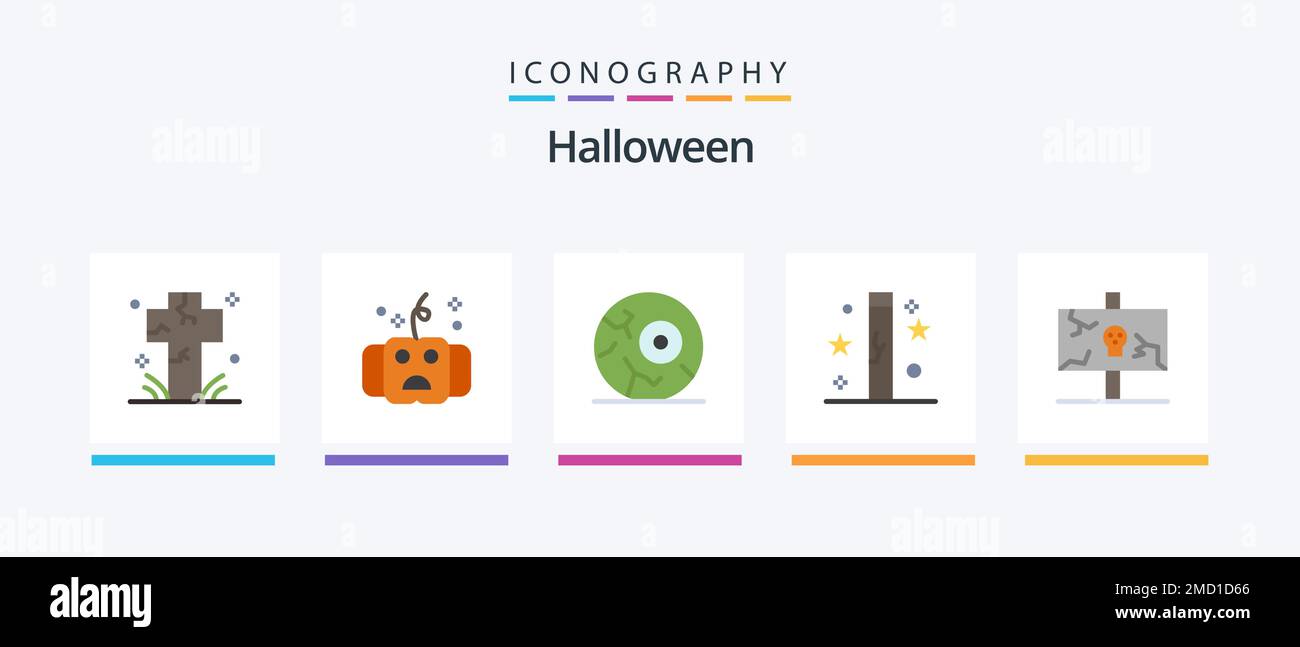 Halloween Flat 5 Icon Pack Including holidays. day. hallows. celebration. night. Creative Icons Design Stock Vector