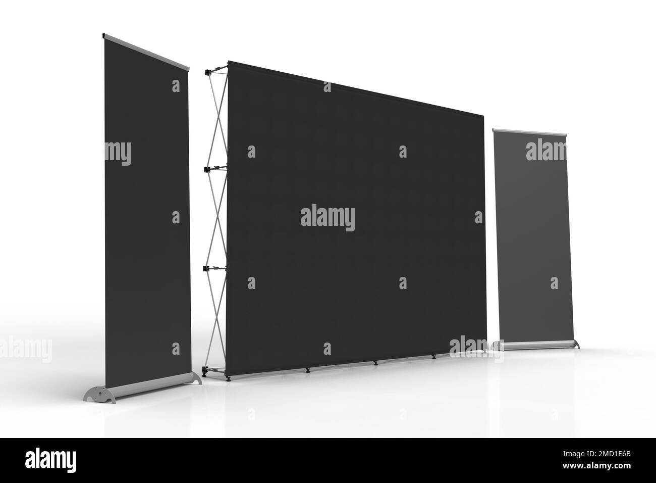 Black Exhibition Fabric Wall Banner Cloth Straight Display Stand isolated on a white background