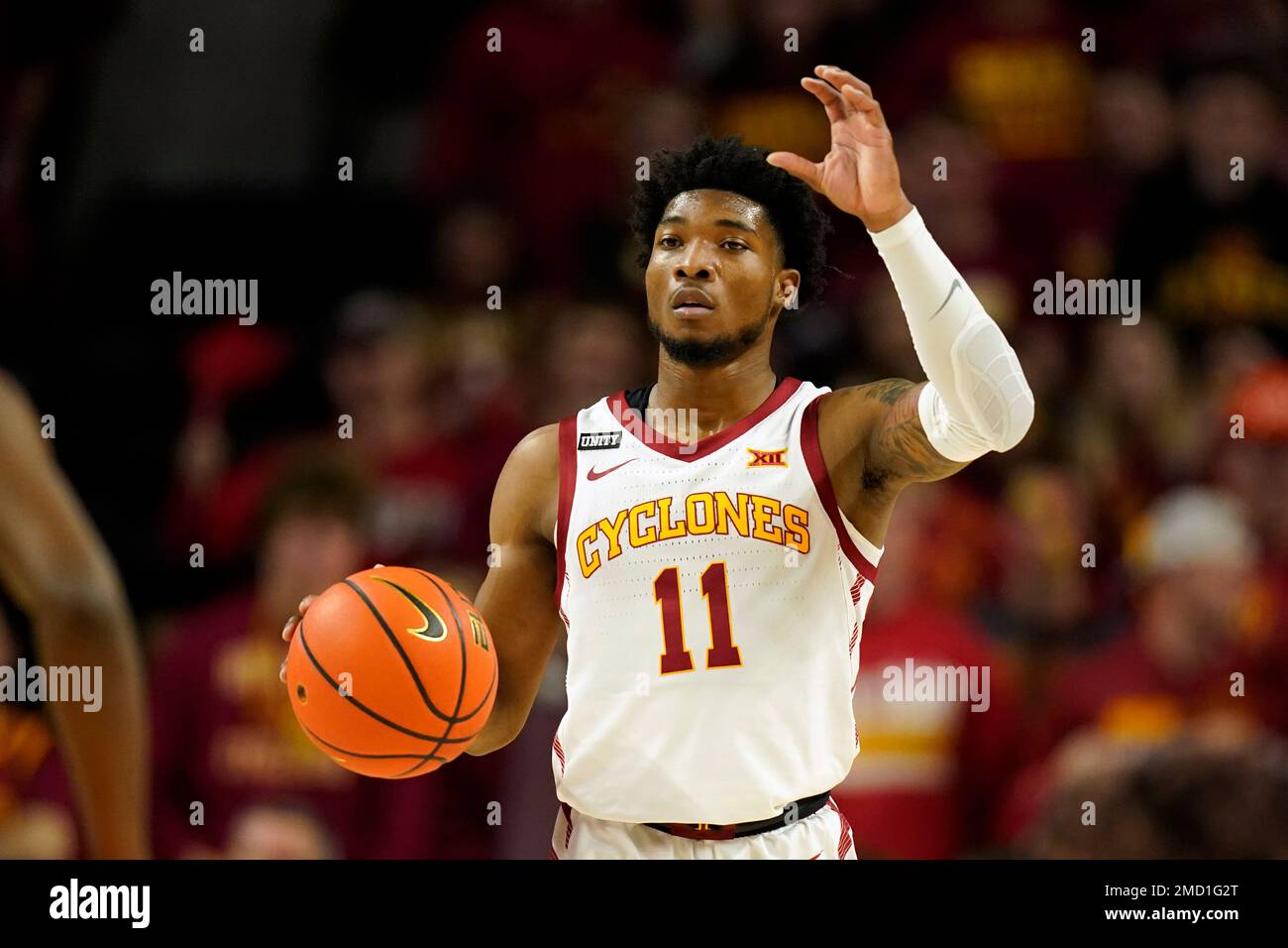 Iowa State guard Tyrese Hunter (11) drives up court during the first ...