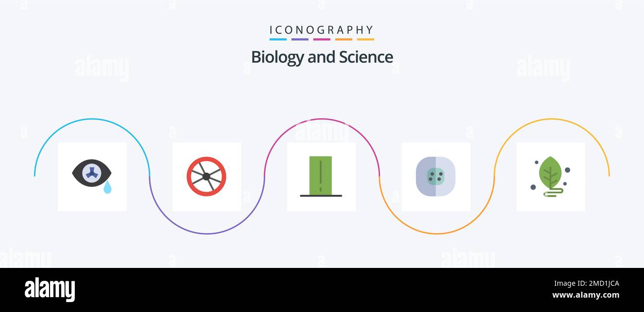 Biology Flat 5 Icon Pack Including laboratory. cell. biology meter
