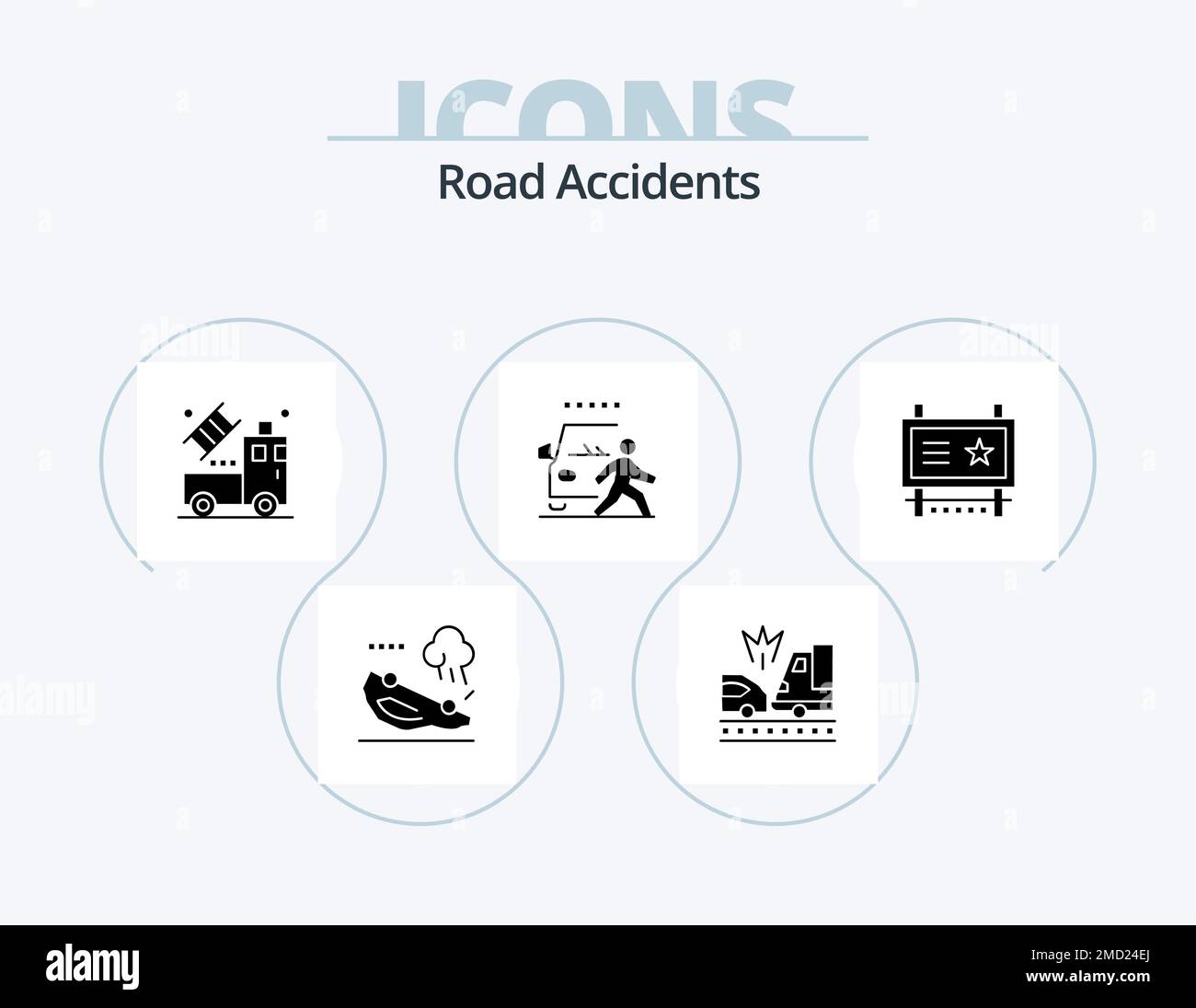 Road Accidents Glyph Icon Pack 5 Icon Design. ad board. pedestrian. car