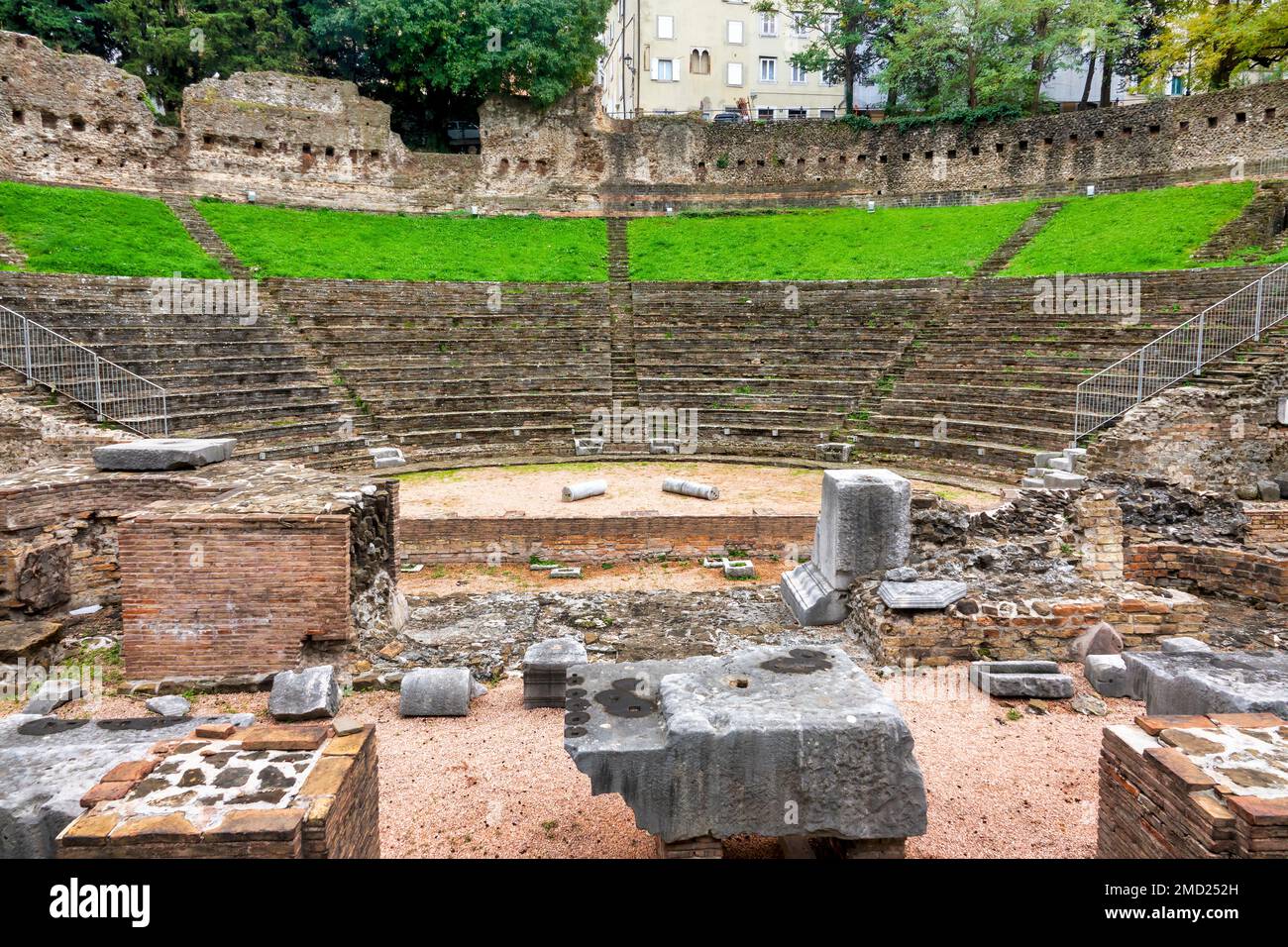 The Roman Theater of Trieste seen from the cavea, Trieste, Italy Stock Photo