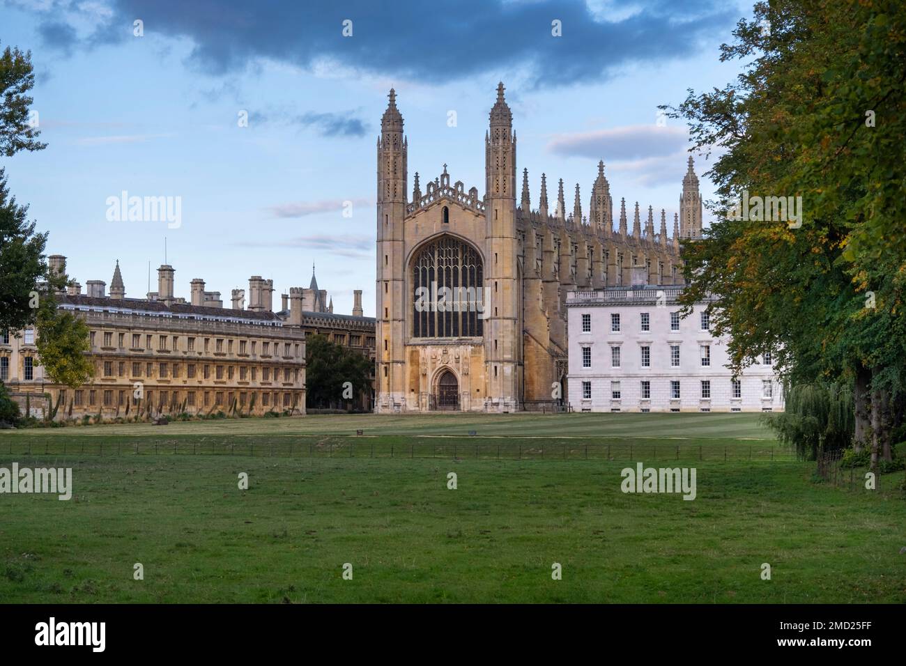 Kings College Chapel, KIngs College and Clare College viewed across The Backs, Cambridge University, Cambridge, Cambridgeshire, England, UK Stock Photo
