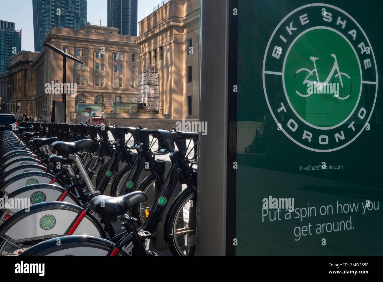 A Bike Share Toronto Station, Front Street, Toronto, Ontario, Canada Stock Photo