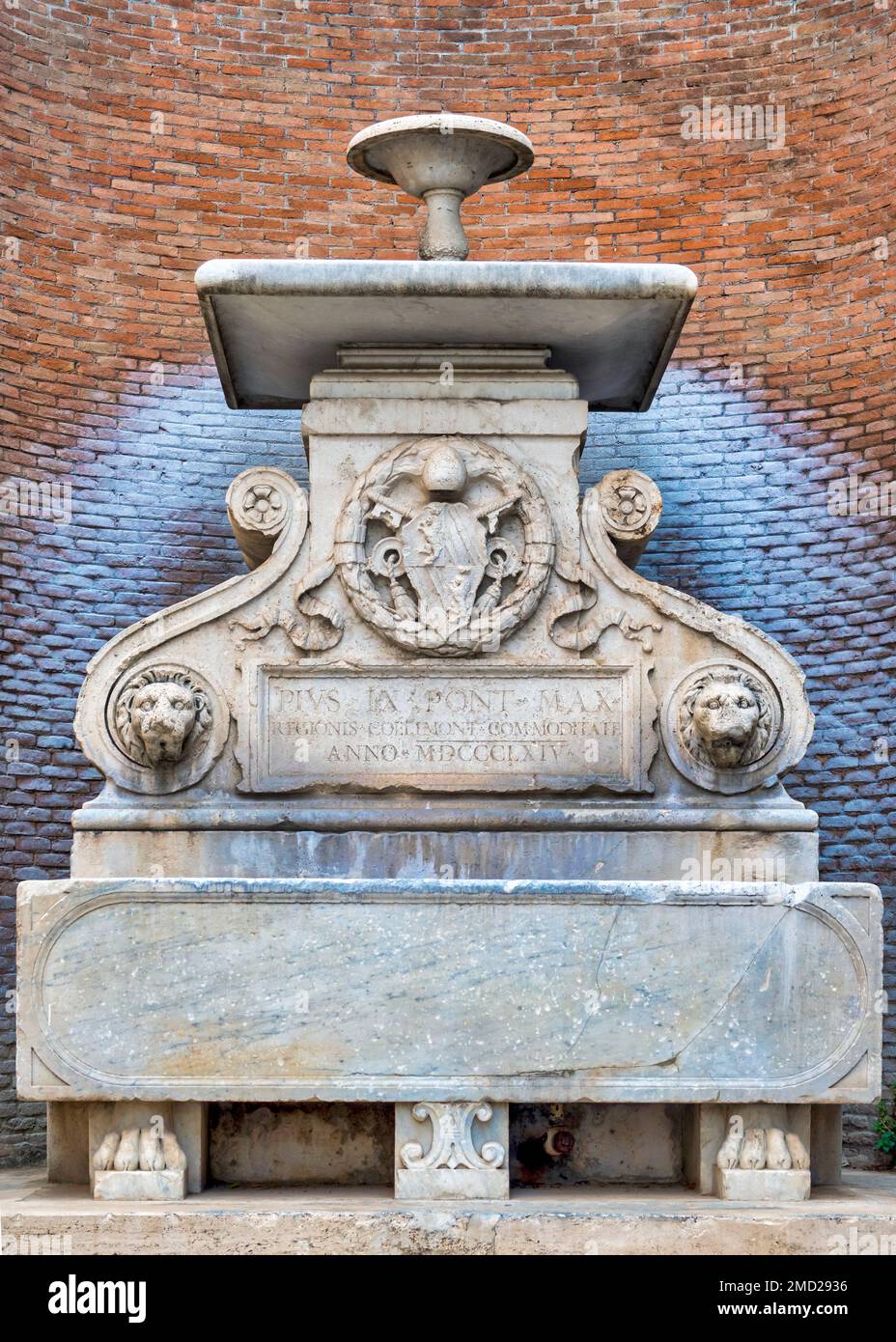 Celimontana fountain (or fountain of Pius IX) in Via Annia, Rome, Italy Stock Photo