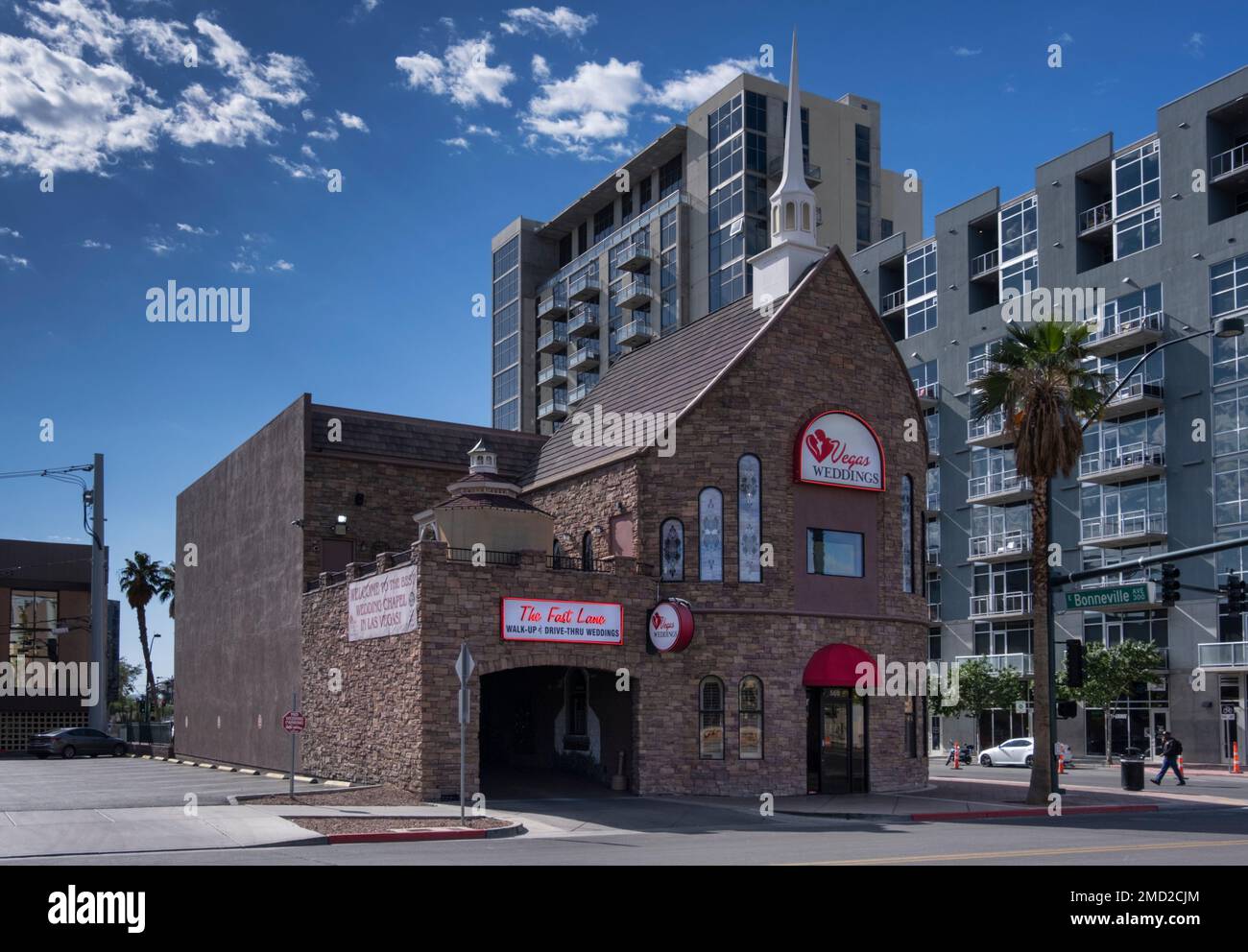 A Drive Thru Wedding Venue, Bonneville Avenue, Las Vegas Nevada, USA Stock Photo