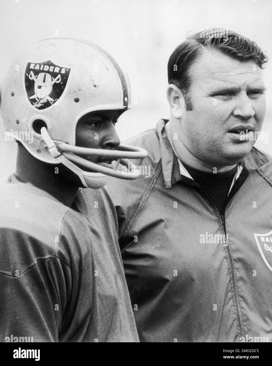 Oakland Raiders Eldridge Dickey is pictured with coach John Madden