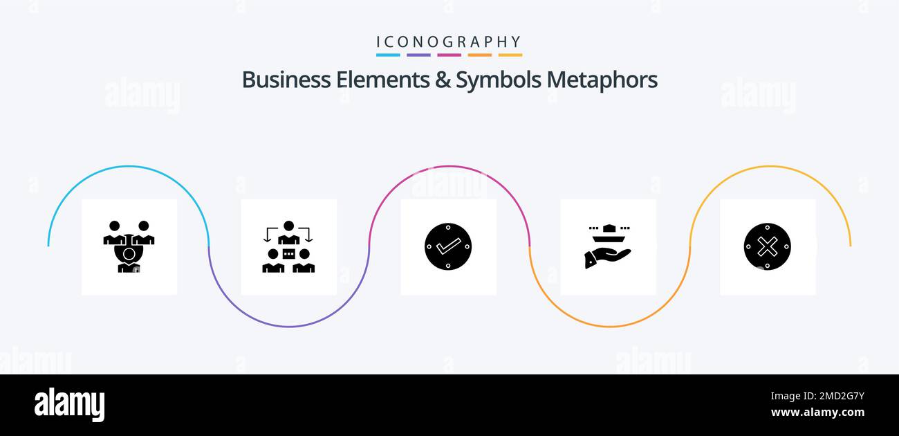 Business Elements And Symbols Metaphors Glyph 5 Icon Pack Including . delete. waiter. cross. dinner Stock Vector