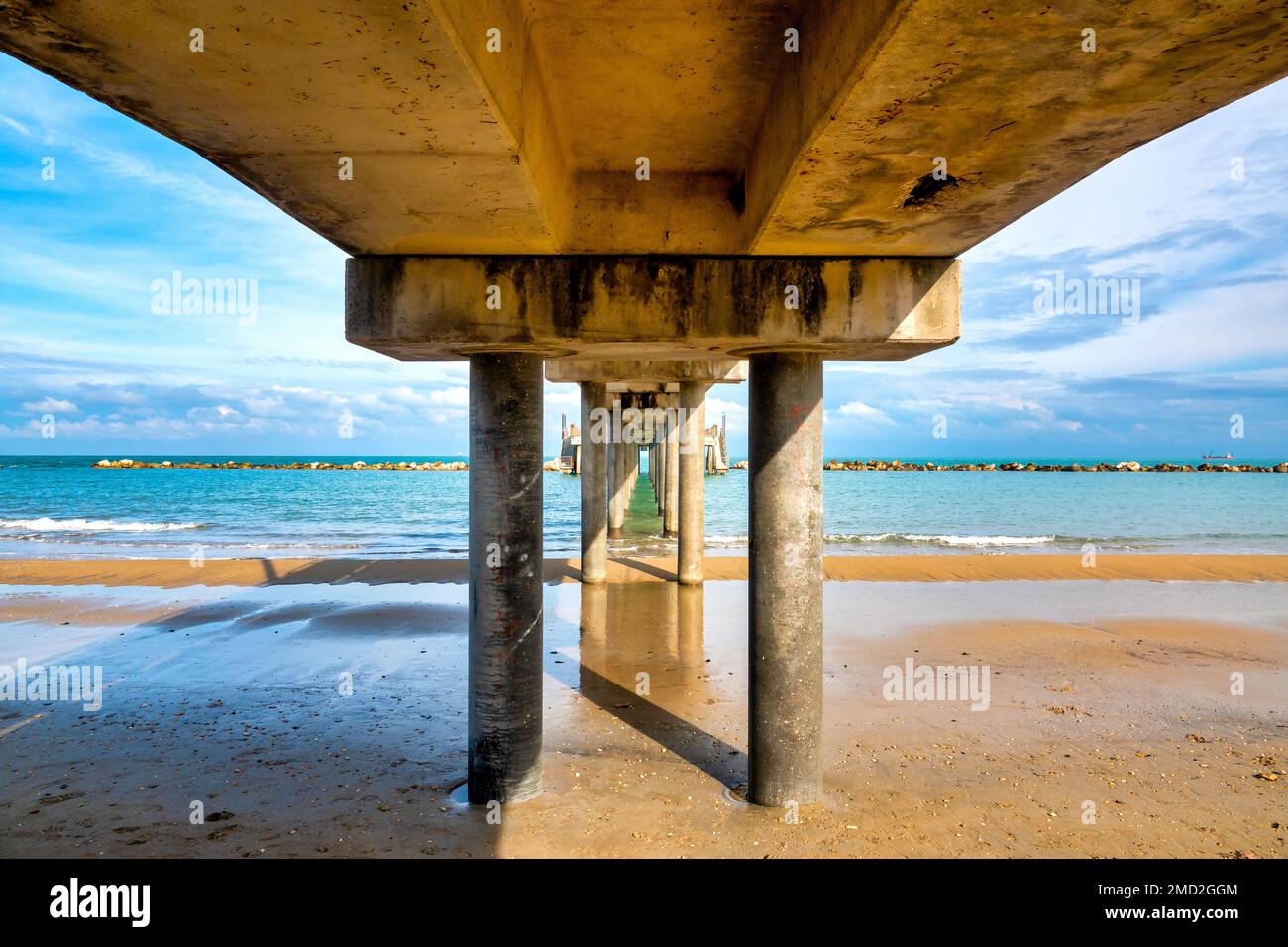 View of the Pontile Sirena from below,  Francavilla al mare, Italy Stock Photo