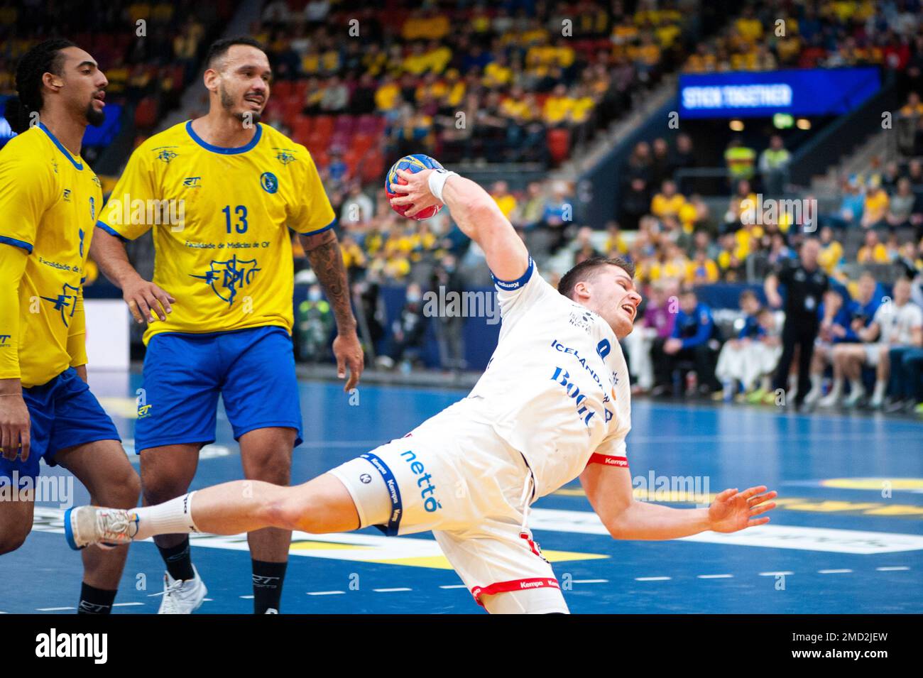 Gothenburg, Sweden. 22nd Jan 2023. Elvar Orn Jonsson of Iceland with a