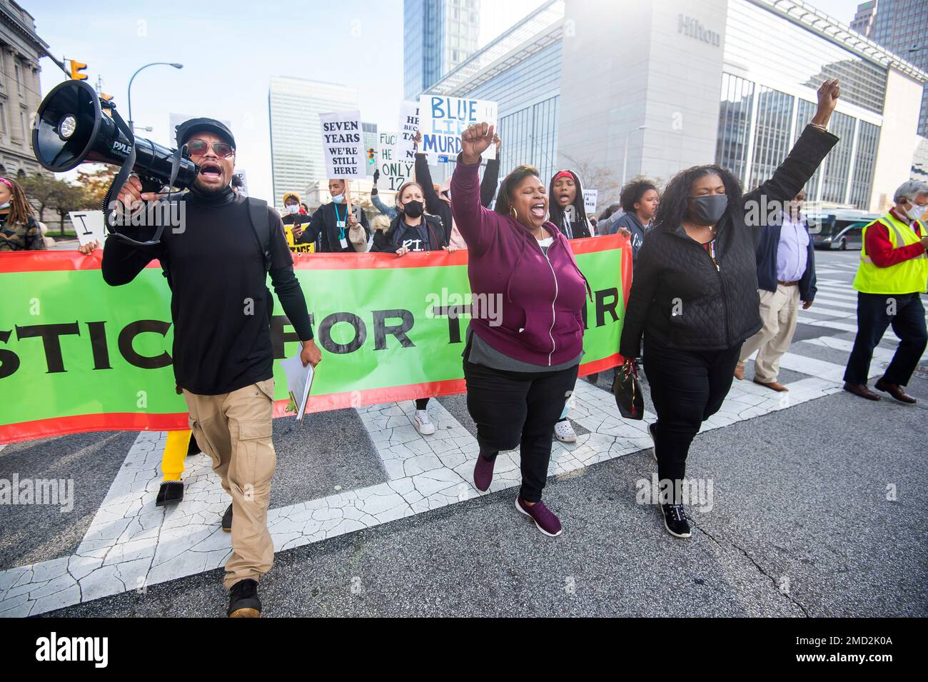 Samaria Rice Samaria Rice, center, and Josiah Quarles, left, march with supporters ...