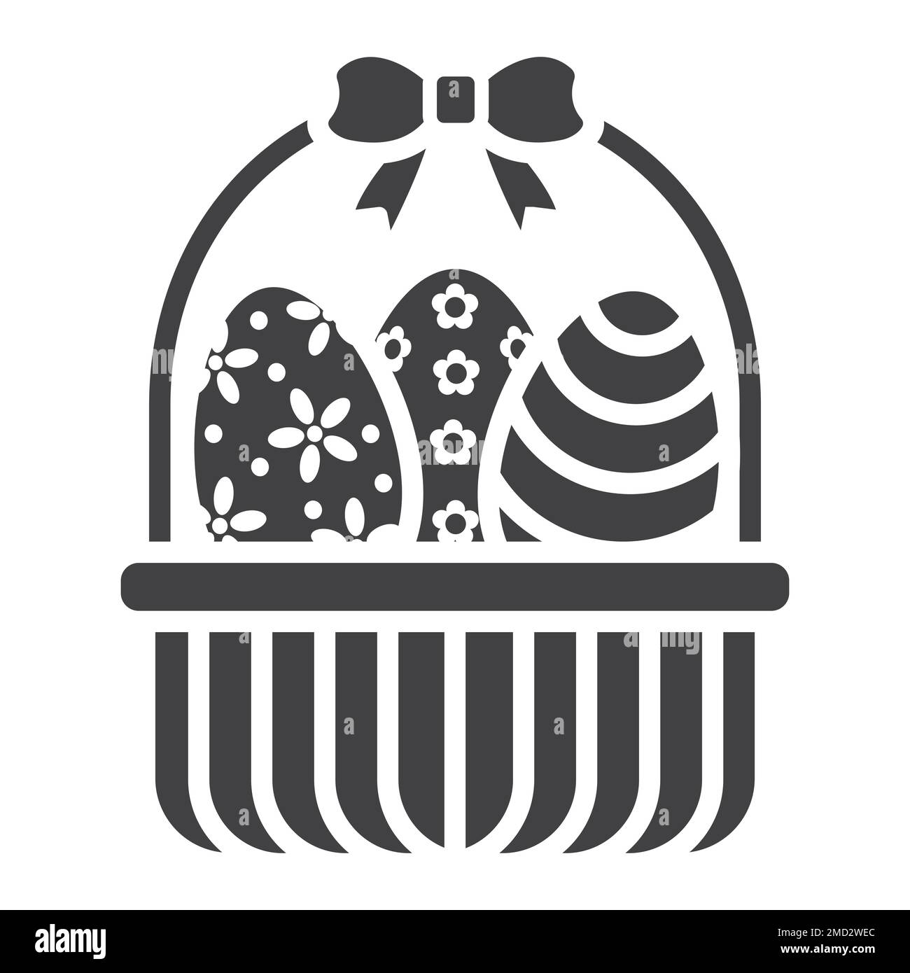Easter Eggs In Basket glyph icon, easter and holiday, decor sign vector graphics, a solid pattern on a white background, eps 10. Stock Vector