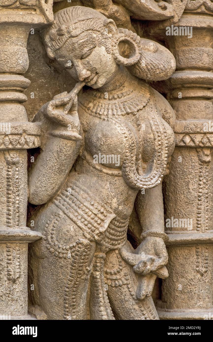 03 04 2019 Nayika Stone Carving At Rani Ki Vav Ranki Vav Step Well  Step Well Patan Gujarat India Asia Stock Photo