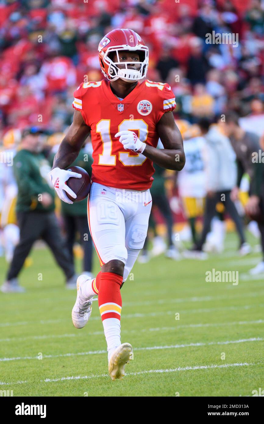 Kansas City Chiefs wide receiver Byron Pringle during warmups before an ...