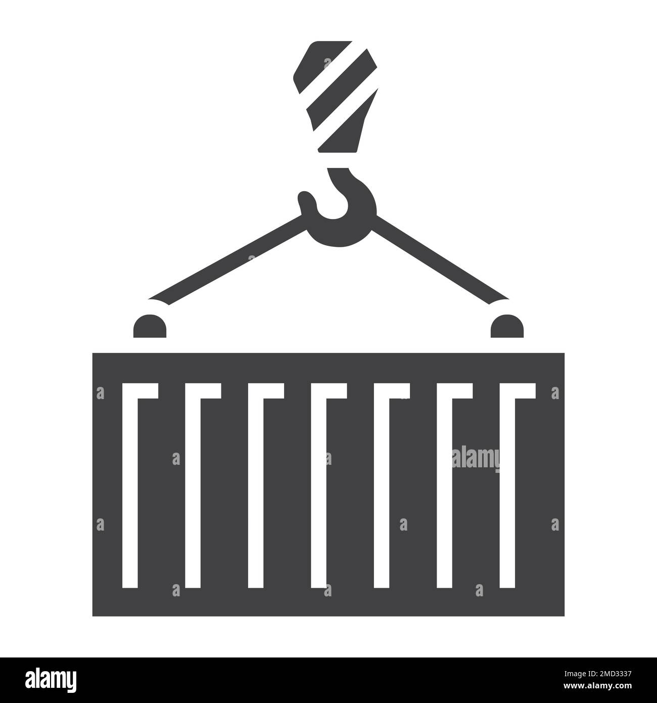 Container glyph icon, logistic and delivery, crane sign vector graphics, a solid pattern on a white background, eps 10. Stock Vector