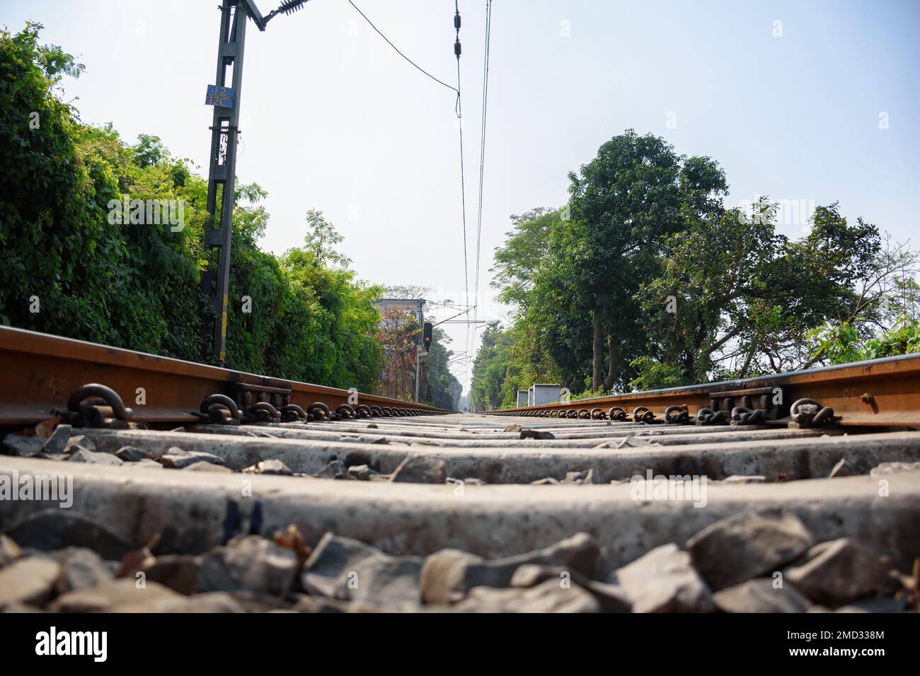 Picture of a rail anchor on a railway track of Indian Railways system Stock Photo Alamy