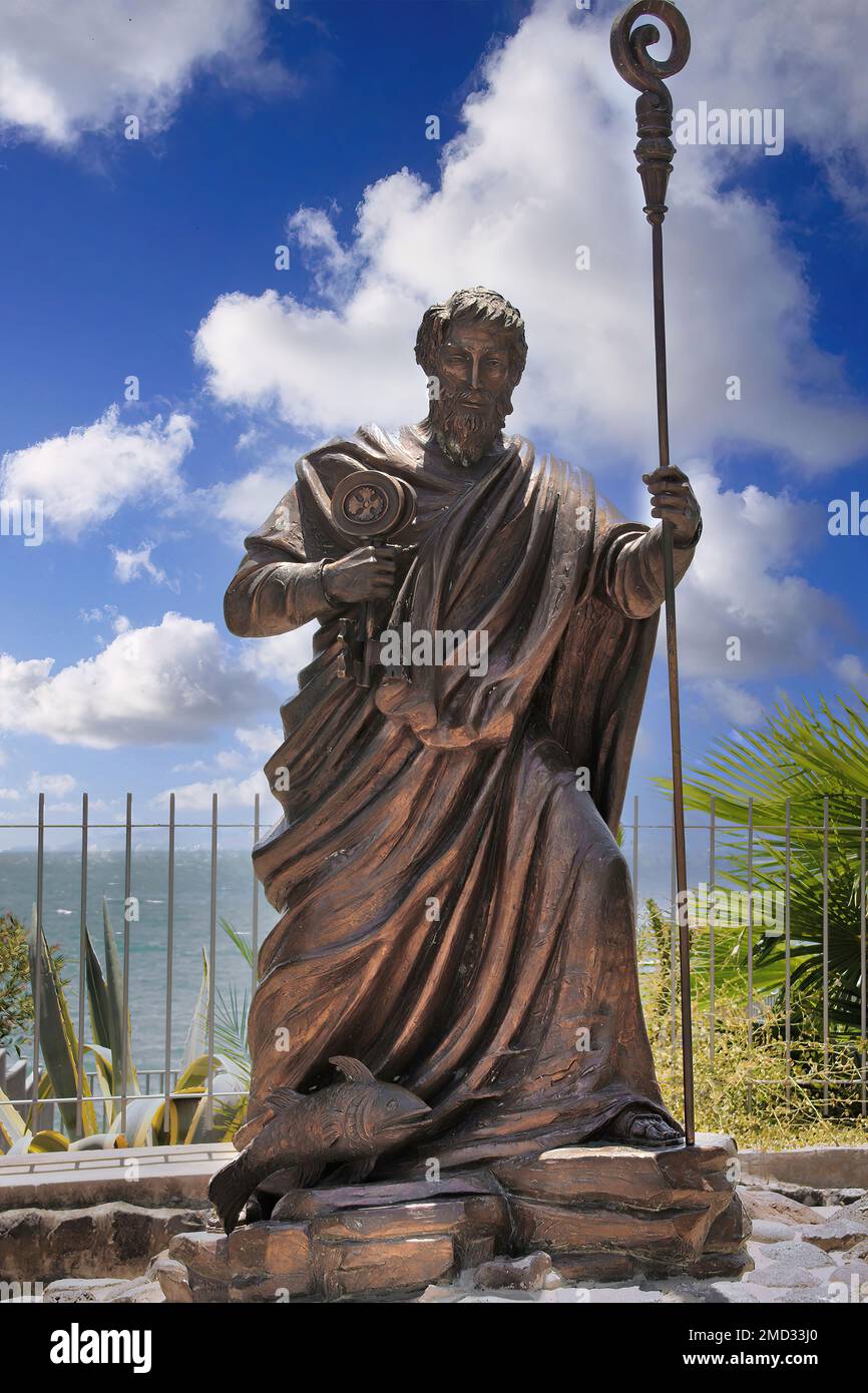 Capernaum (Israel)  Statue of Apostle Peter Stock Photo