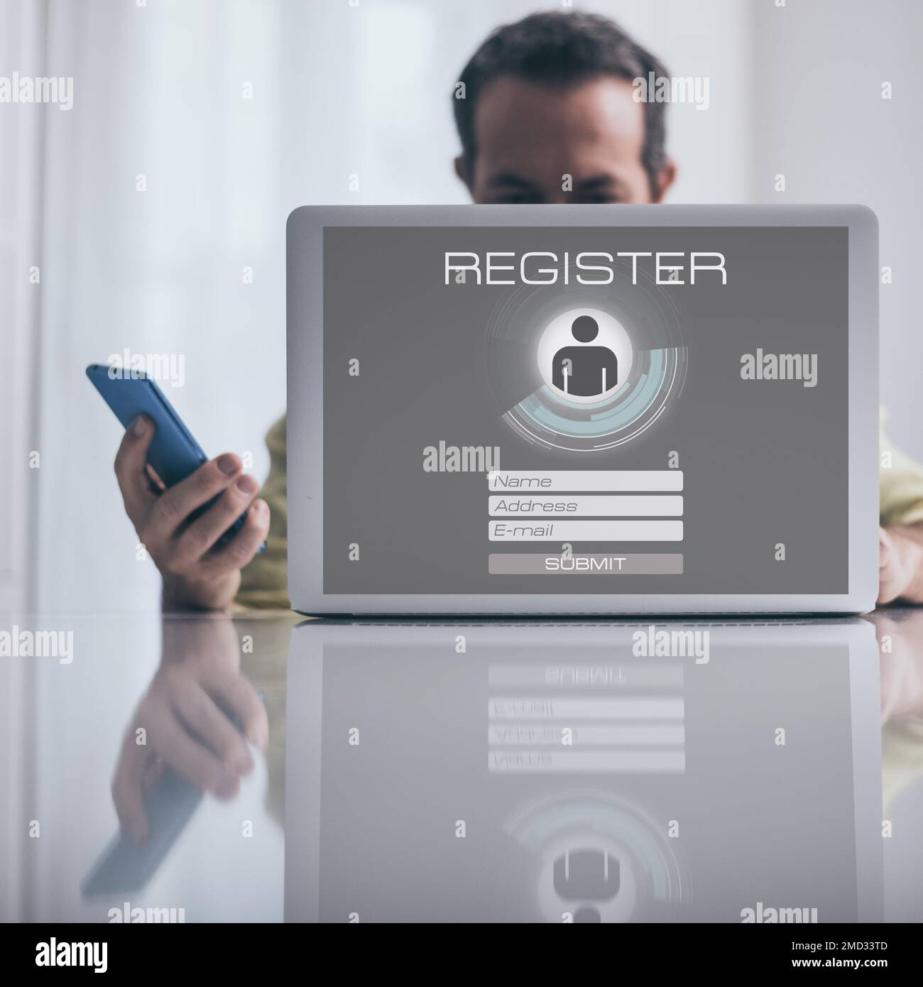 Man sign up and login. Registration, enter, sign in, membership concept ...