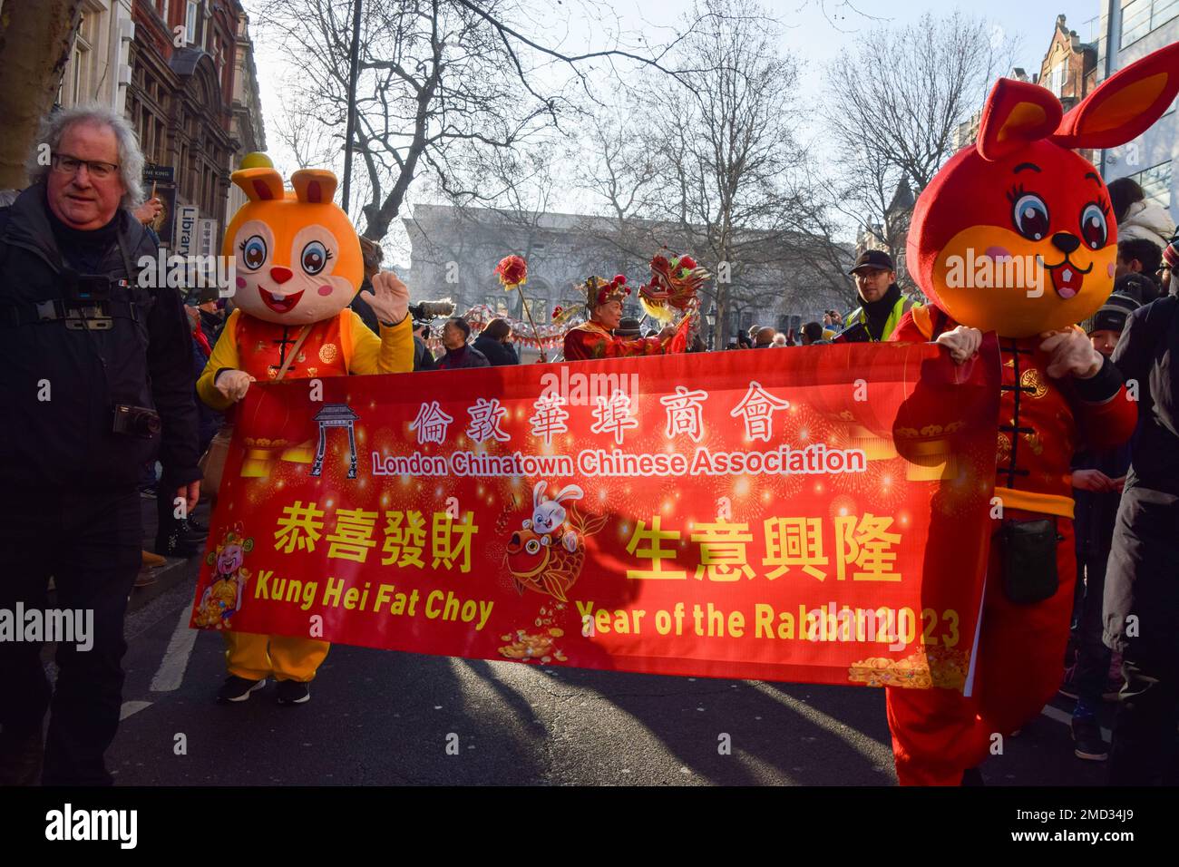 London, UK. 22nd January 2023. Chinese New Year Parade passes through ...