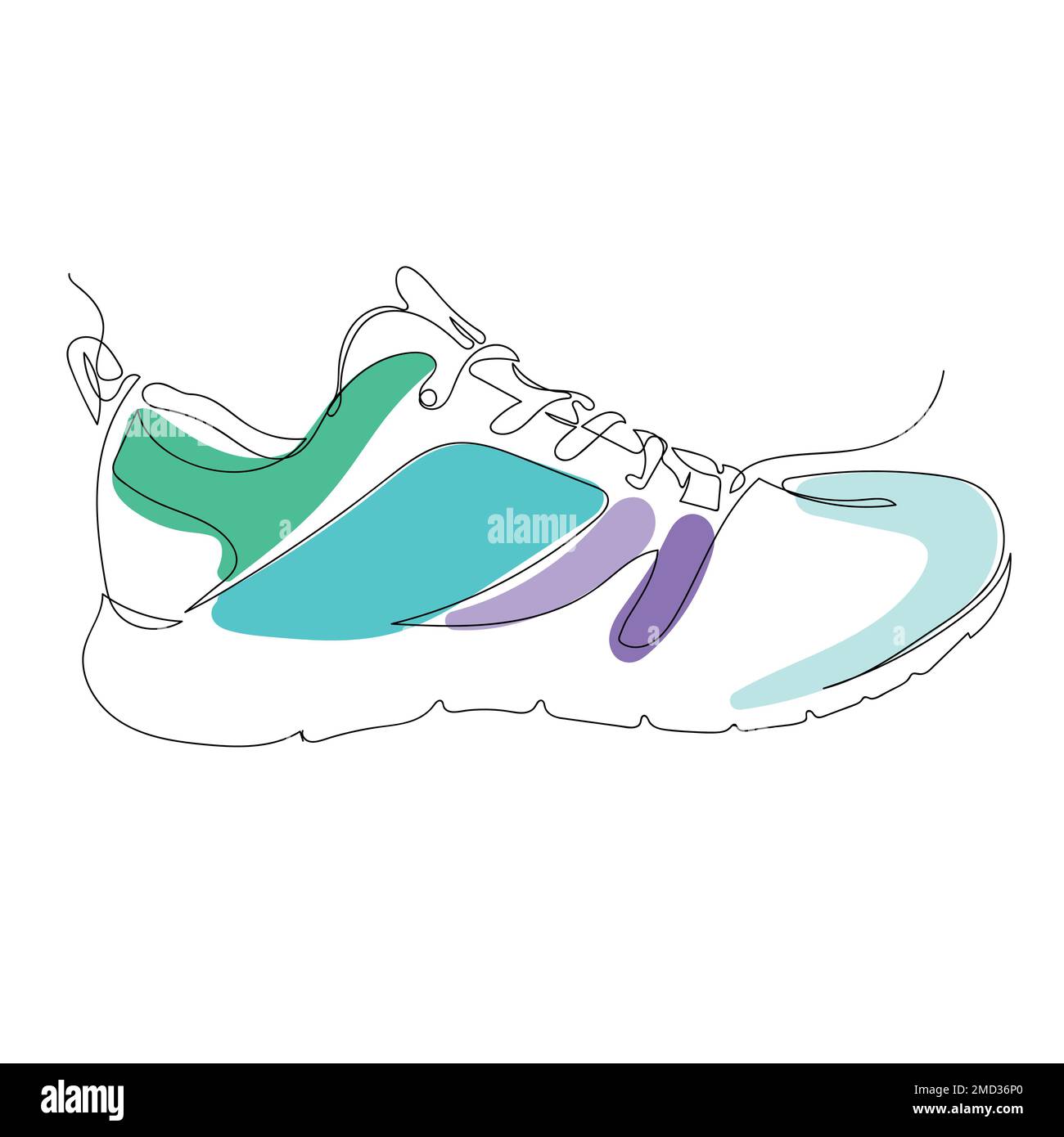 illustration of sneakers sports shoes in a line style continuous one line 2MD36P0