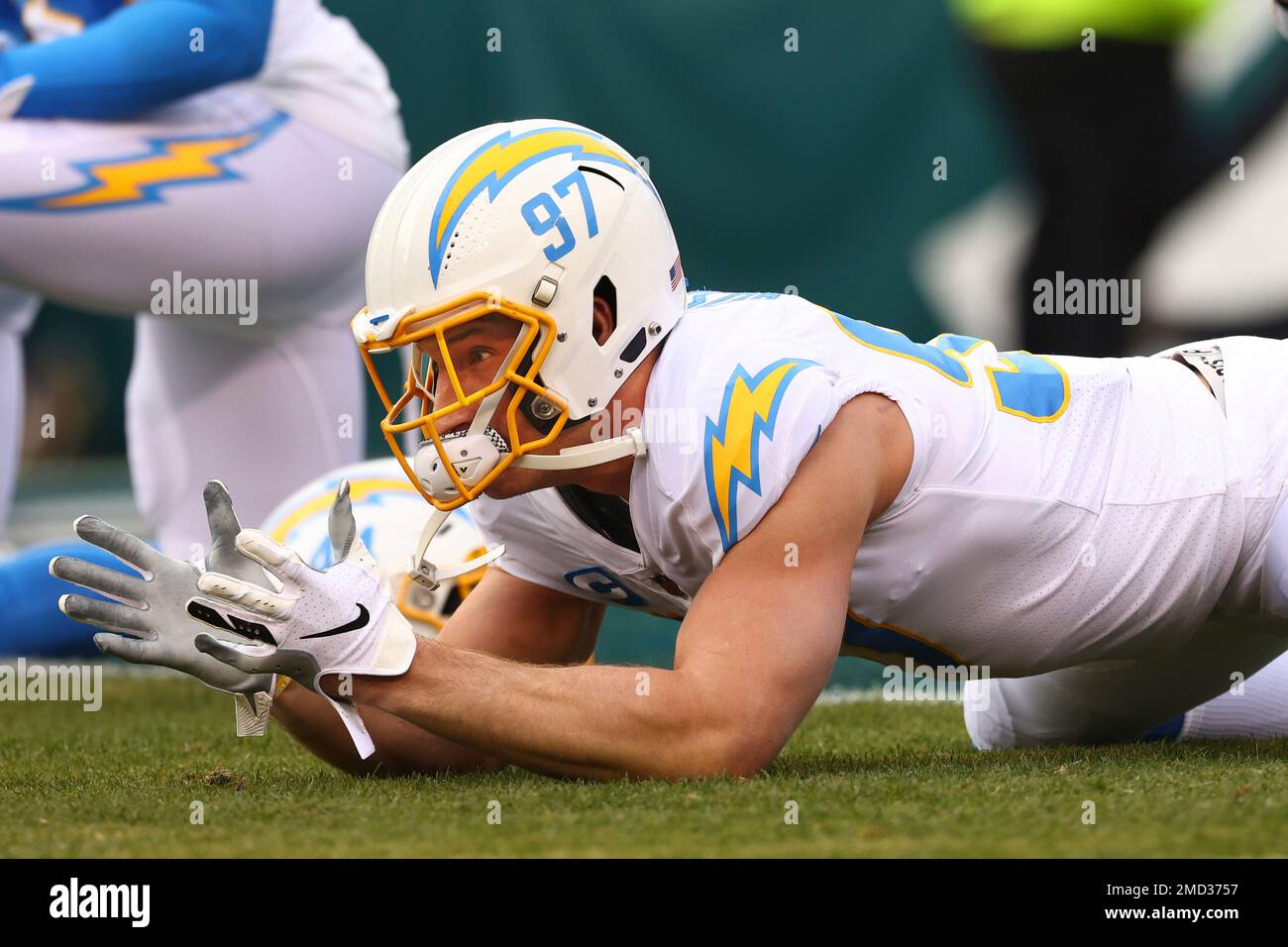 San Diego Chargers defensive end Joey Bosa (99) trains during an NFL  football practice Tuesday, May 23, 2017, in San Diego. (AP Photo/Gregory  Bull Stock Photo - Alamy