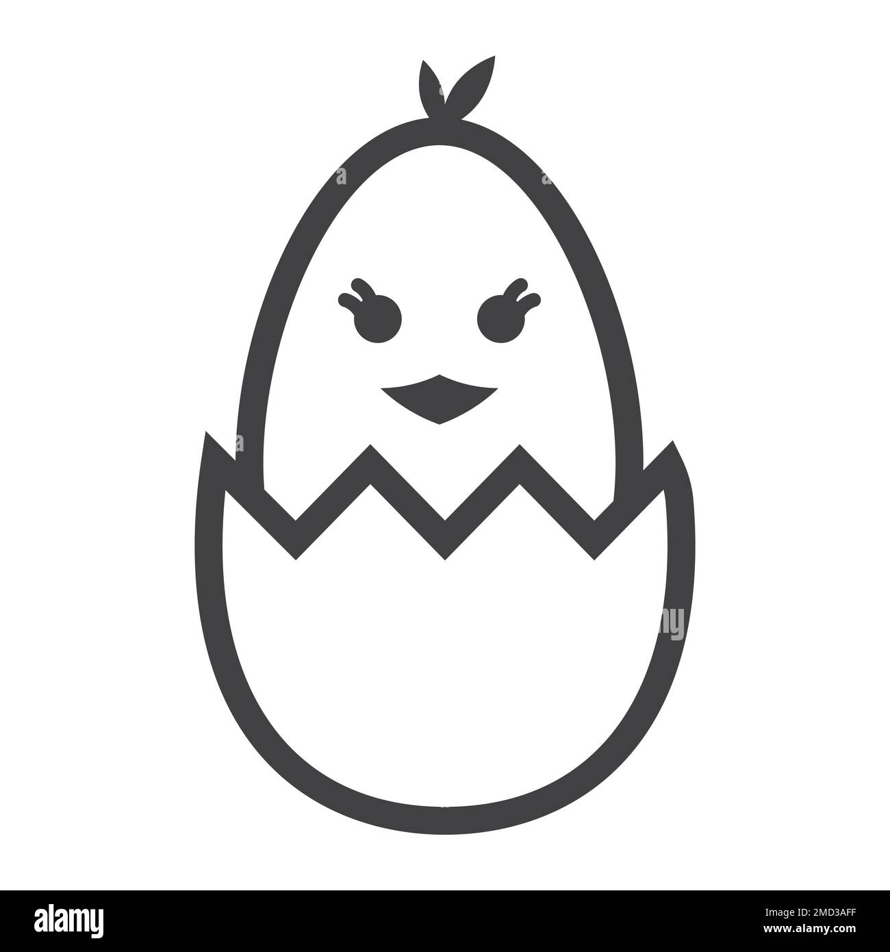 Chick hatched from an egg line icon, easter and holiday, bird sign vector graphics, a linear pattern on a white background, eps 10. Stock Vector