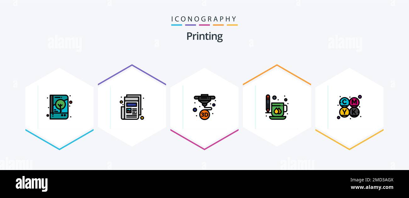 Printing 25 FilledLine icon pack including print. drink. print. cup ...