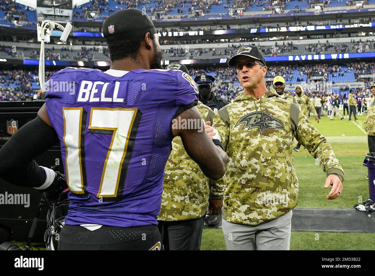 Le'Veon Bell of the Baltimore Ravens scores a fourth quarter