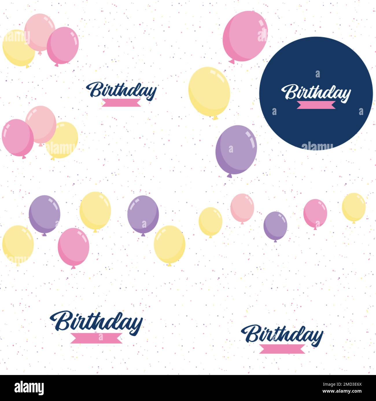 Happy Birthday design with a pastel color scheme and a hand-drawn cake ...
