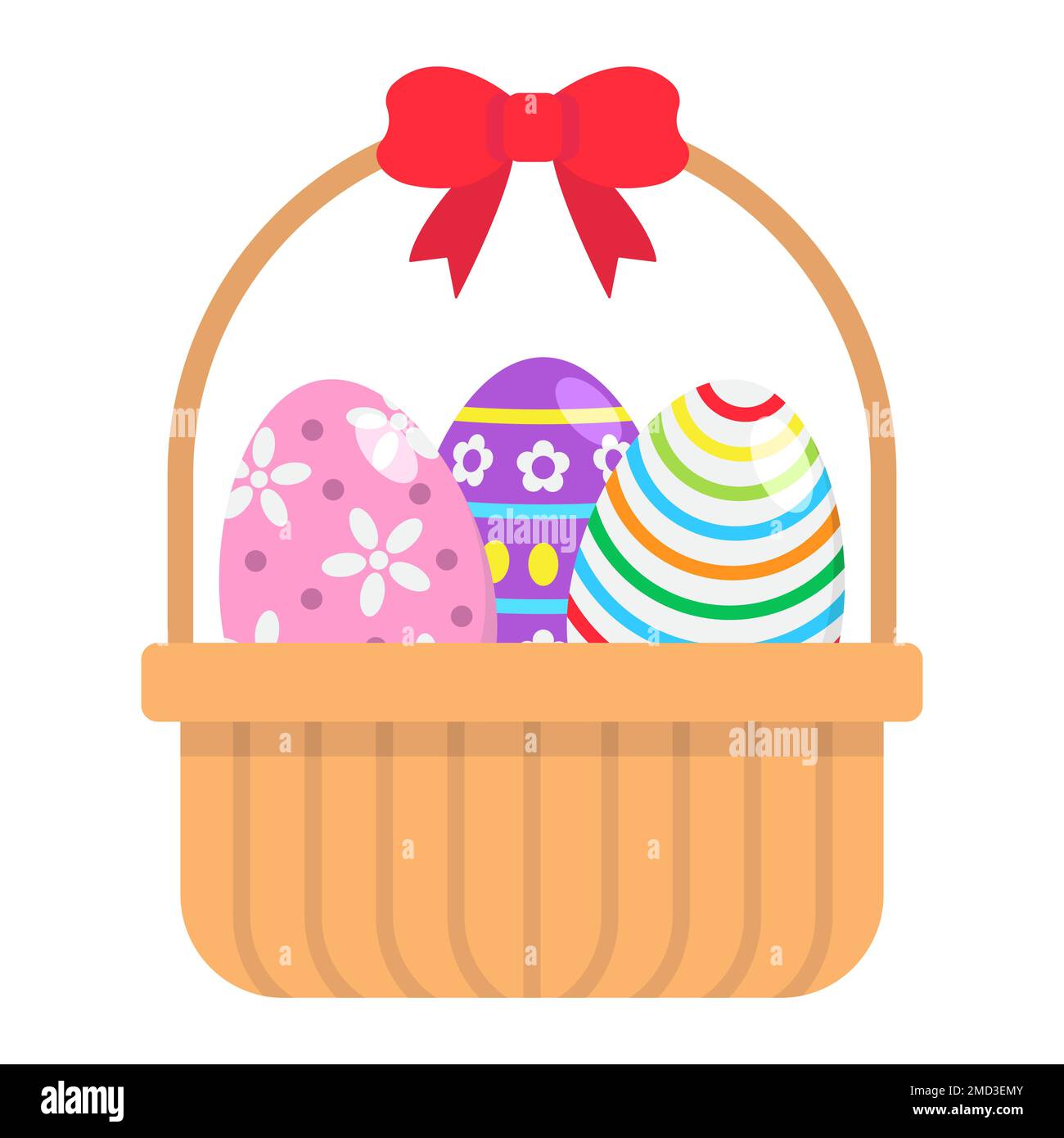 Easter Eggs In Basket flat icon, easter and holiday, decor sign vector graphics, a colorful solid pattern on a white background, eps 10. Stock Vector