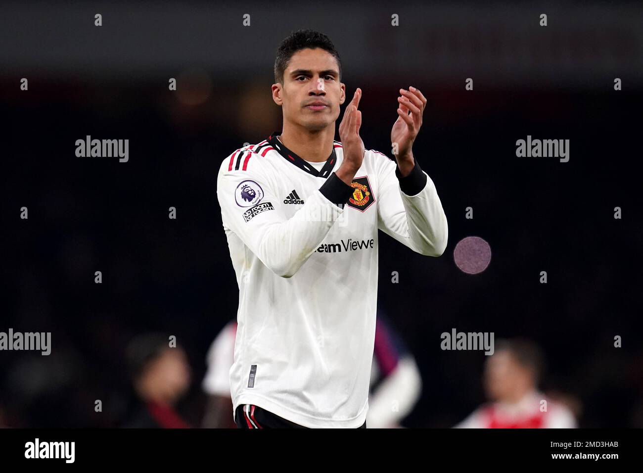 Manchester United's Raphael Varane applauds the fans following the ...